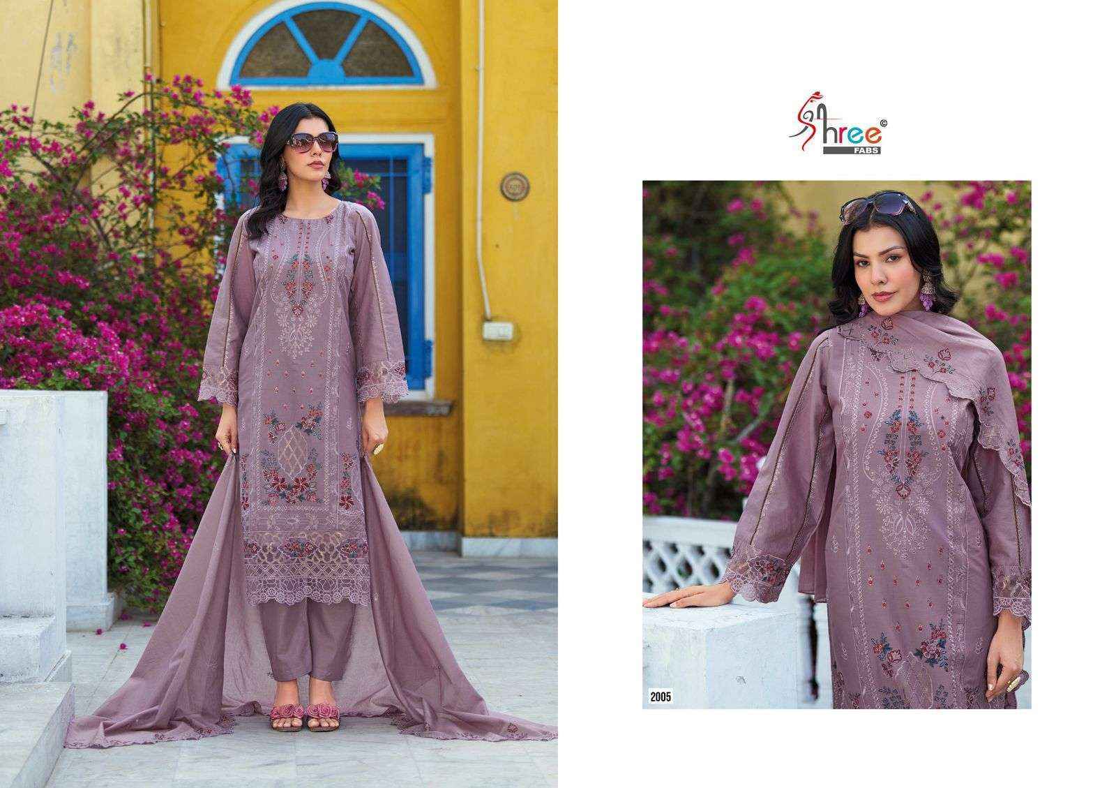 Shree Fabs Tasrif Premium Embroidered Lawn Dupatta Lawn Cotton Dress Material 6 pcs Catalogue