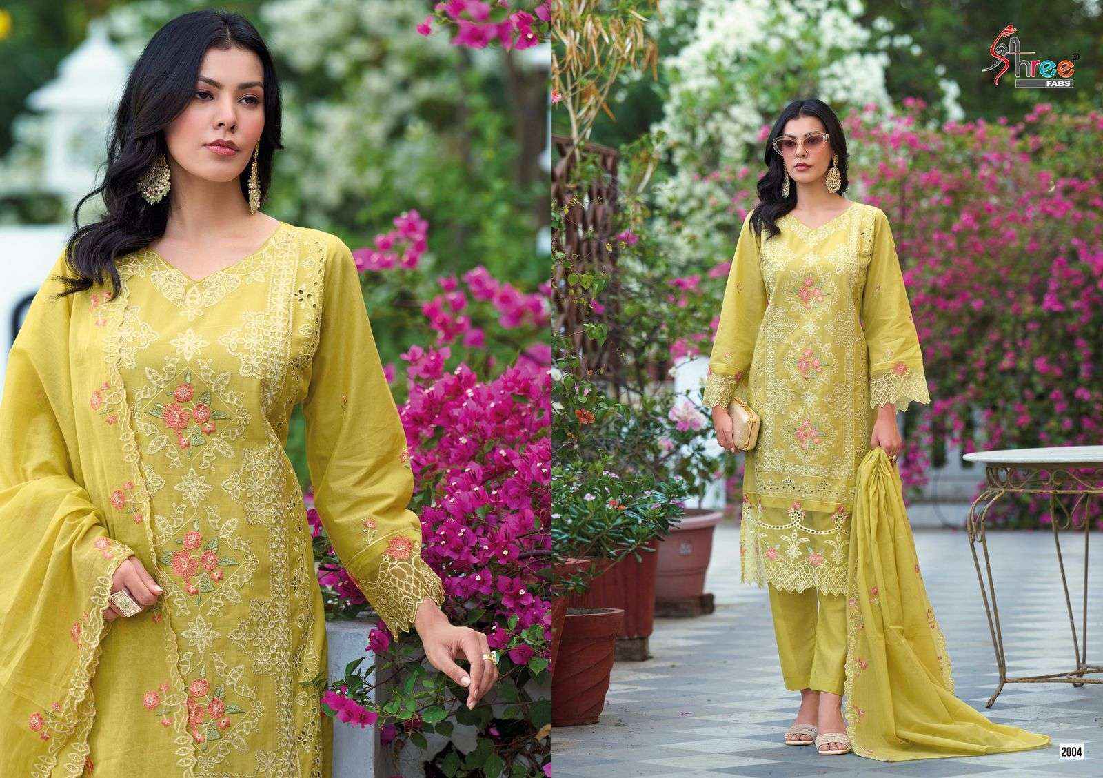 Shree Fabs Tasrif Premium Embroidered Lawn Dupatta Lawn Cotton Dress Material 6 pcs Catalogue