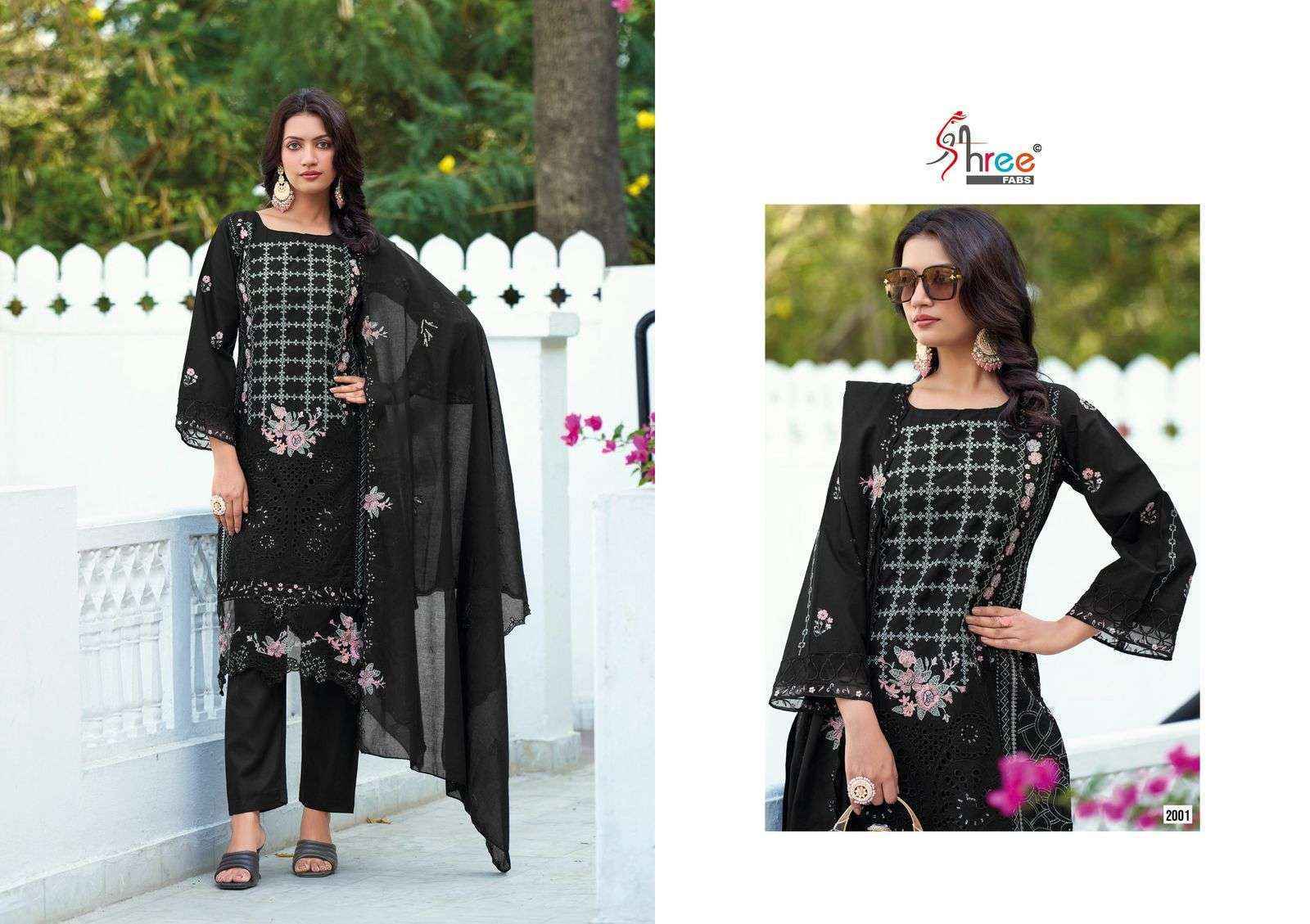 Shree Fabs Tasrif Premium Embroidered Lawn Dupatta Lawn Cotton Dress Material 6 pcs Catalogue