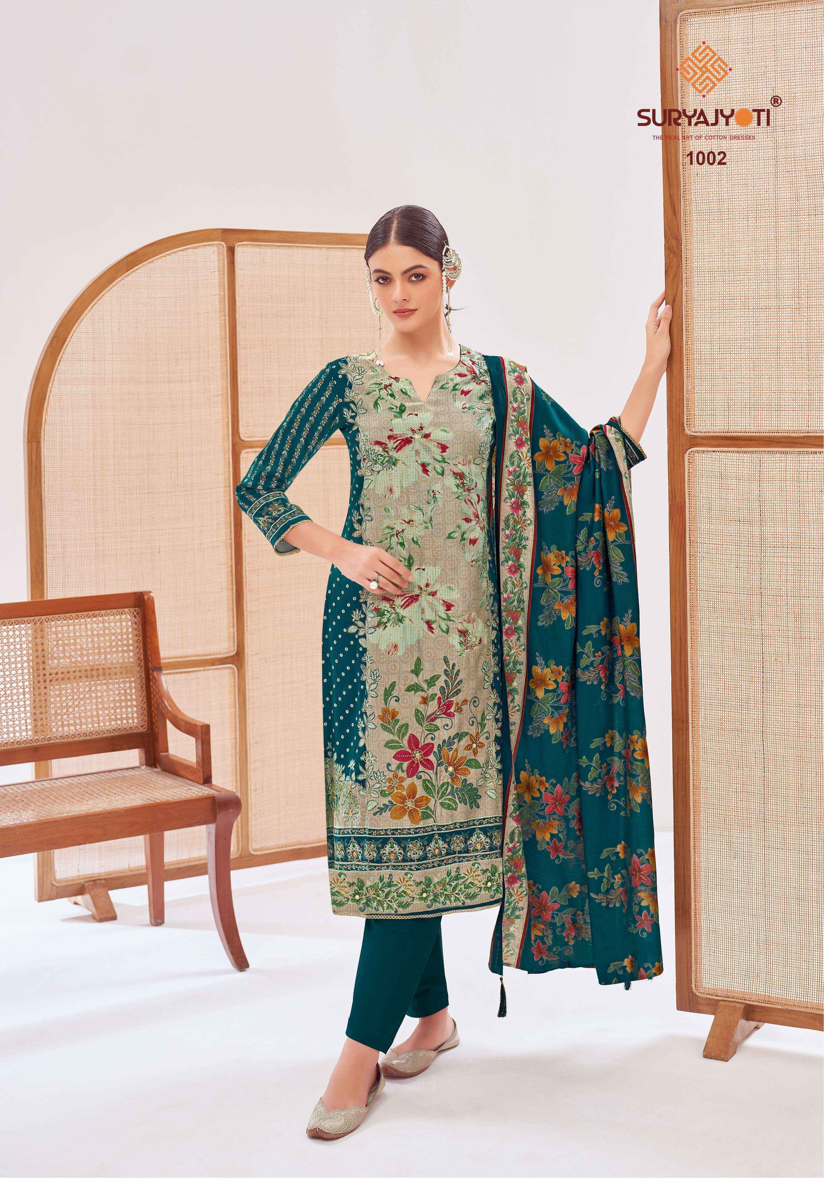 Suryajyoti Kusum vol 1 Roman Silk Dress Material 6 pcs Catalogue