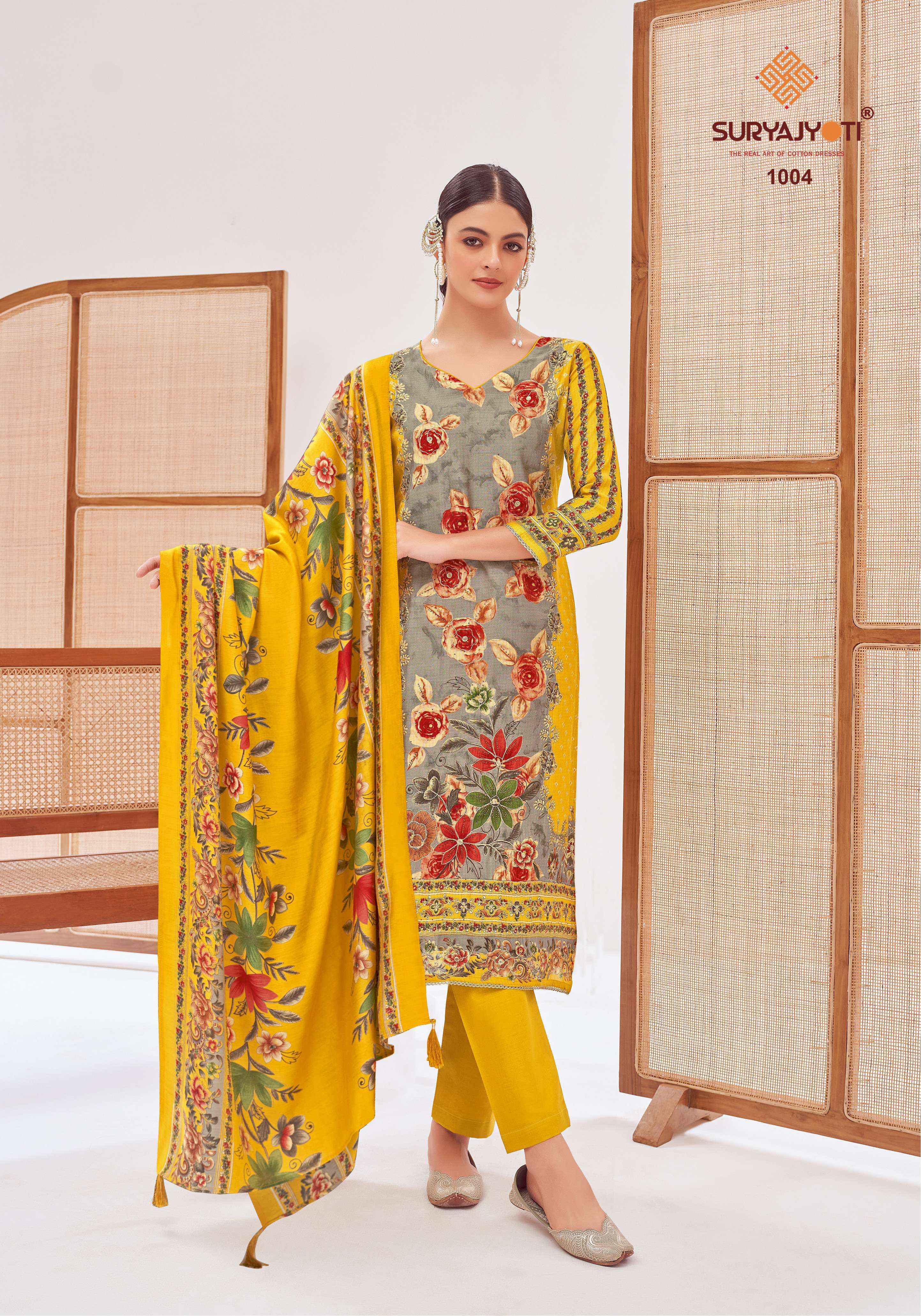 Suryajyoti Kusum vol 1 Roman Silk Dress Material 6 pcs Catalogue
