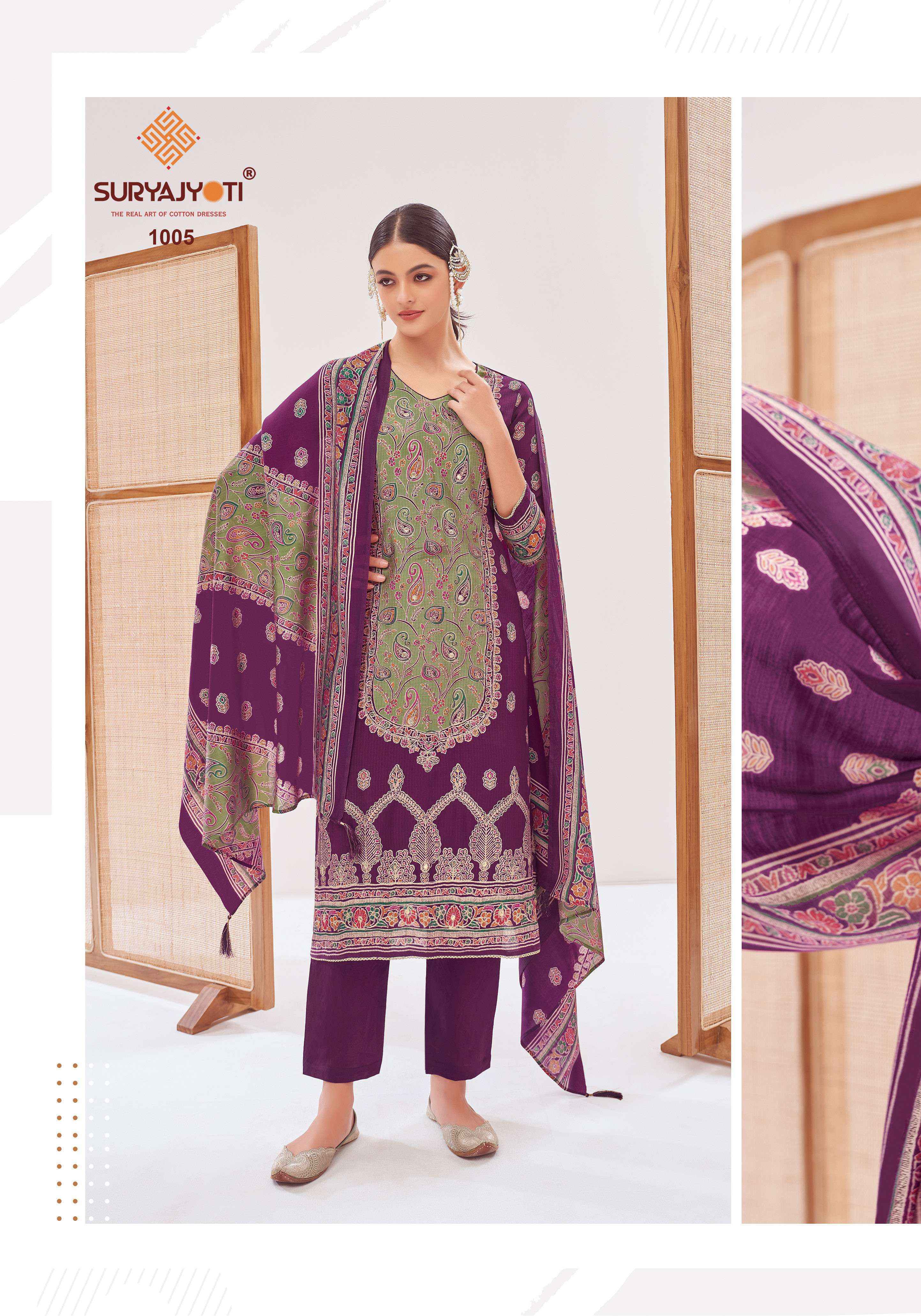 Suryajyoti Kusum vol 1 Roman Silk Dress Material 6 pcs Catalogue