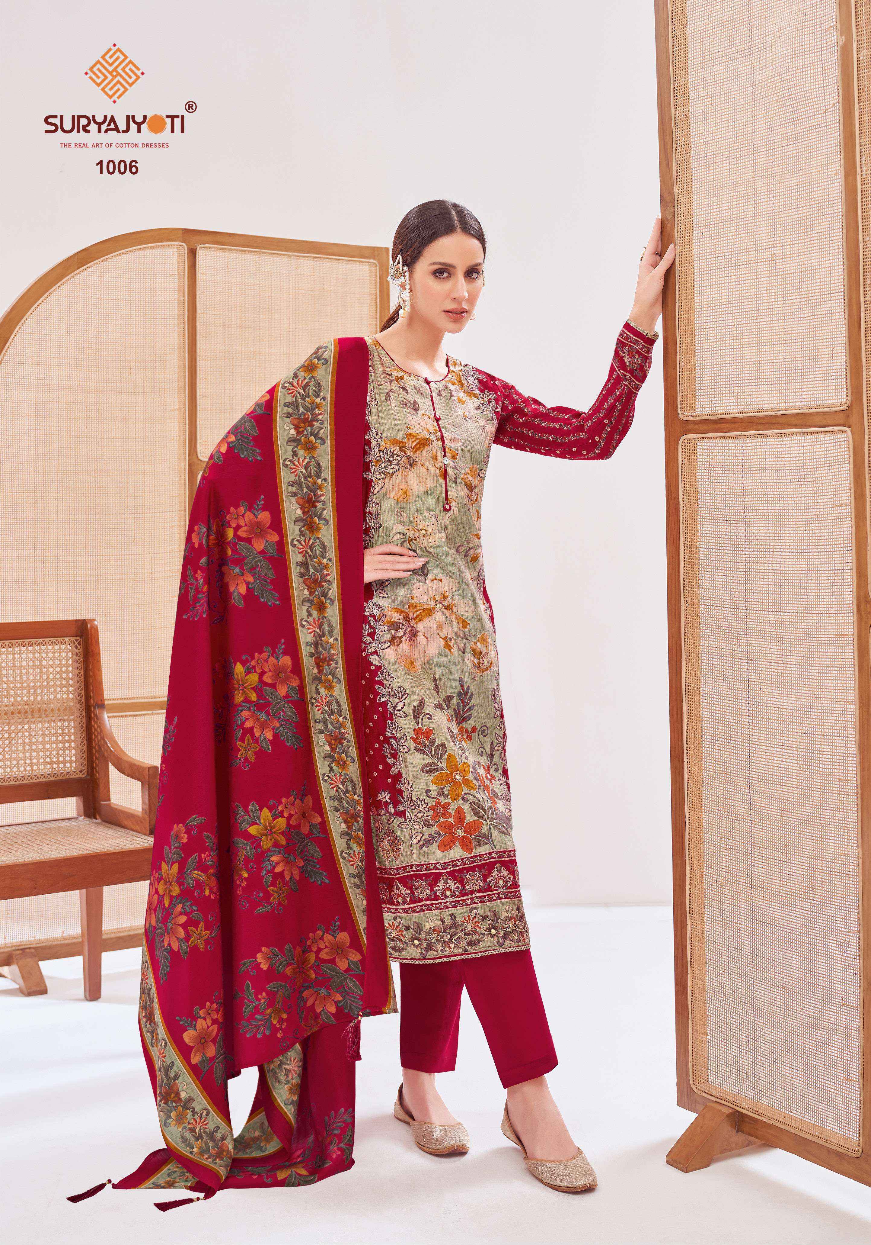 Suryajyoti Kusum vol 1 Roman Silk Dress Material 6 pcs Catalogue