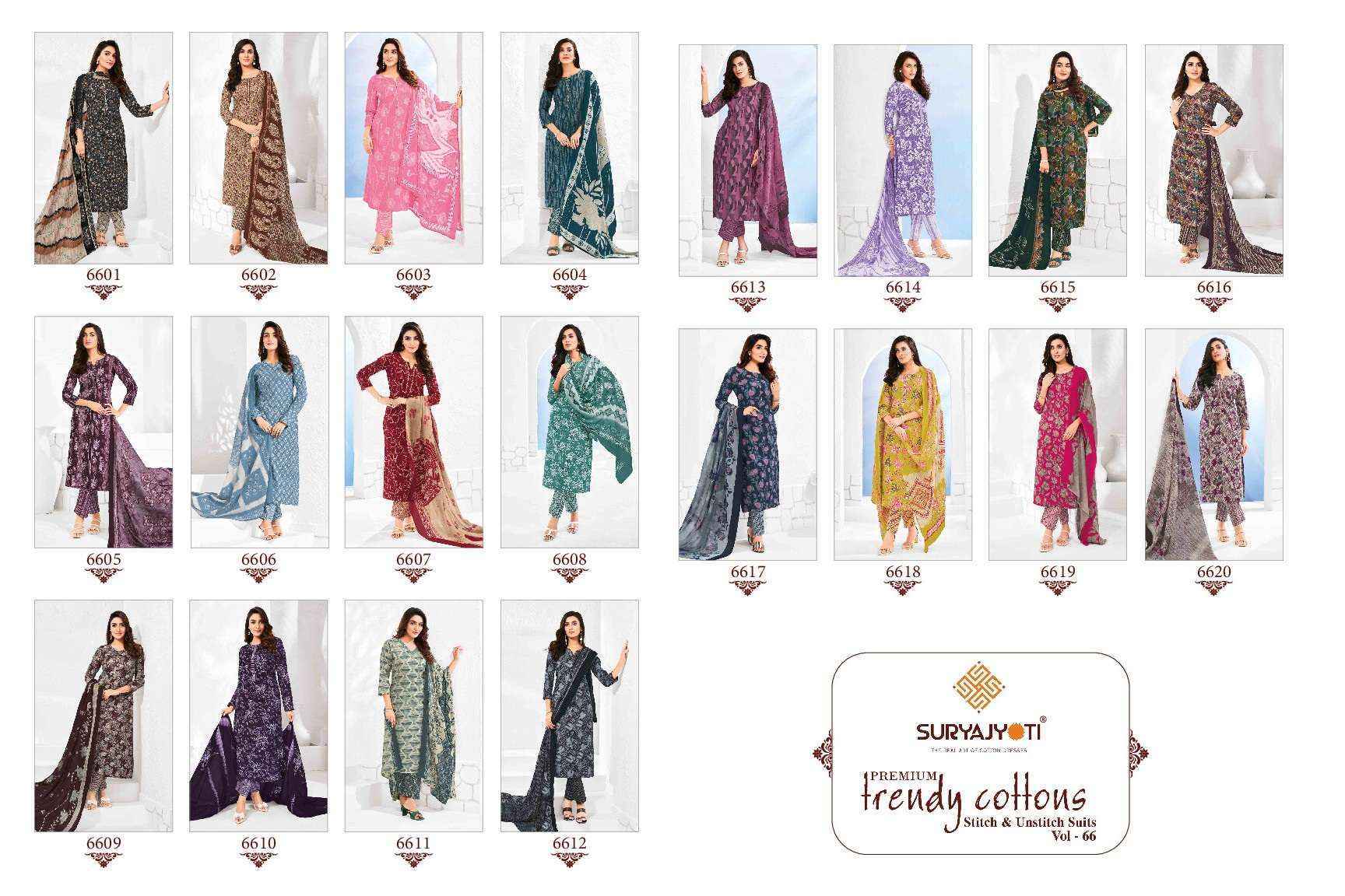 Suryajyoti Trendy Cotton Vol-66 Cotton Dress Material (20 pcs Catalogue)