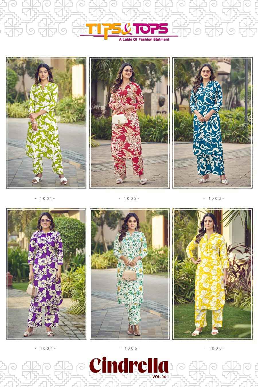 Tips & Tops Cinderella Vol 4 Rayon Co ord set 6 pcs Catalogue