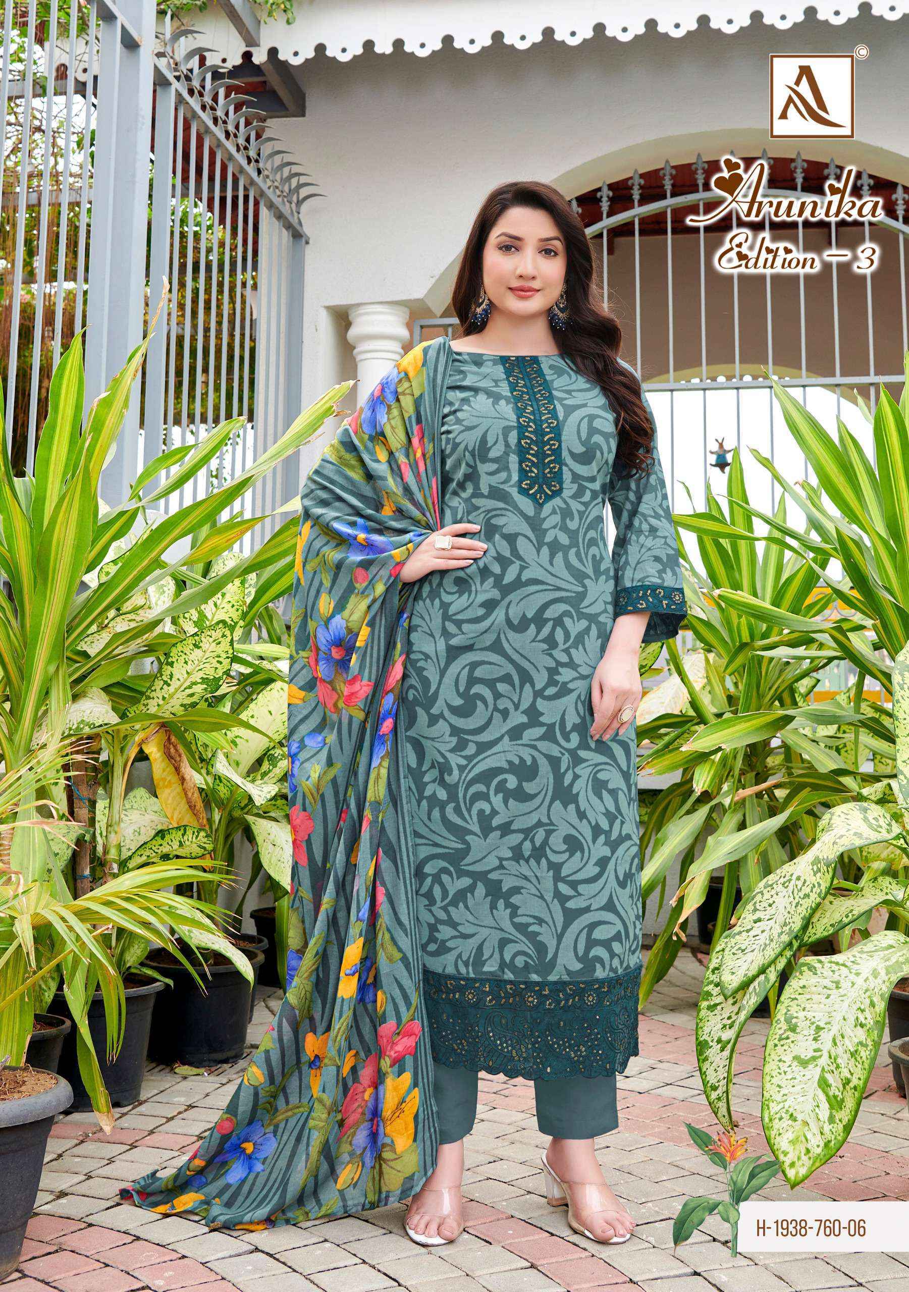 Alok Arunika Edition 3 Cambric Cotton Dress Material 6 pcs Catalogue