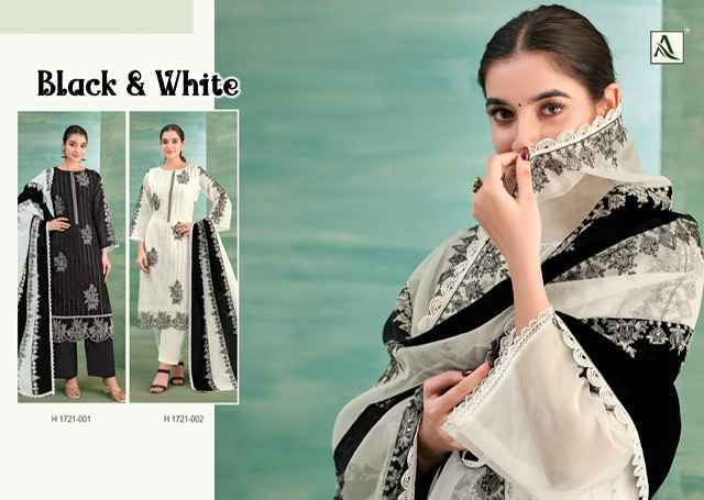 Alok Black & White Organza Dress Material (2 pcs Catalogue)