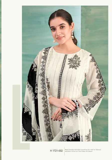 Alok Black & White Organza Dress Material (2 pcs Catalogue)