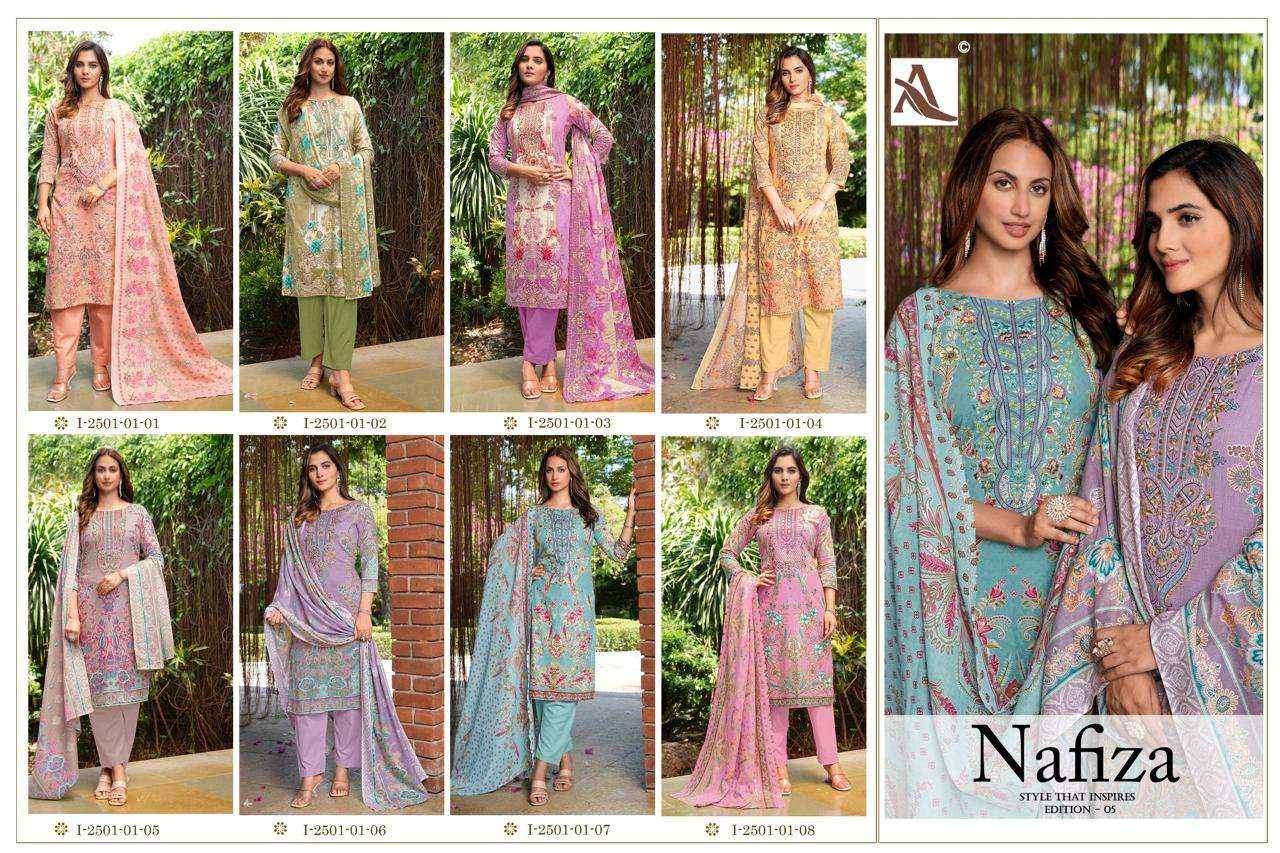 Alok Nafiza Editon-5 Cambric Cotton Dress Material (8 pcs Catalogue)