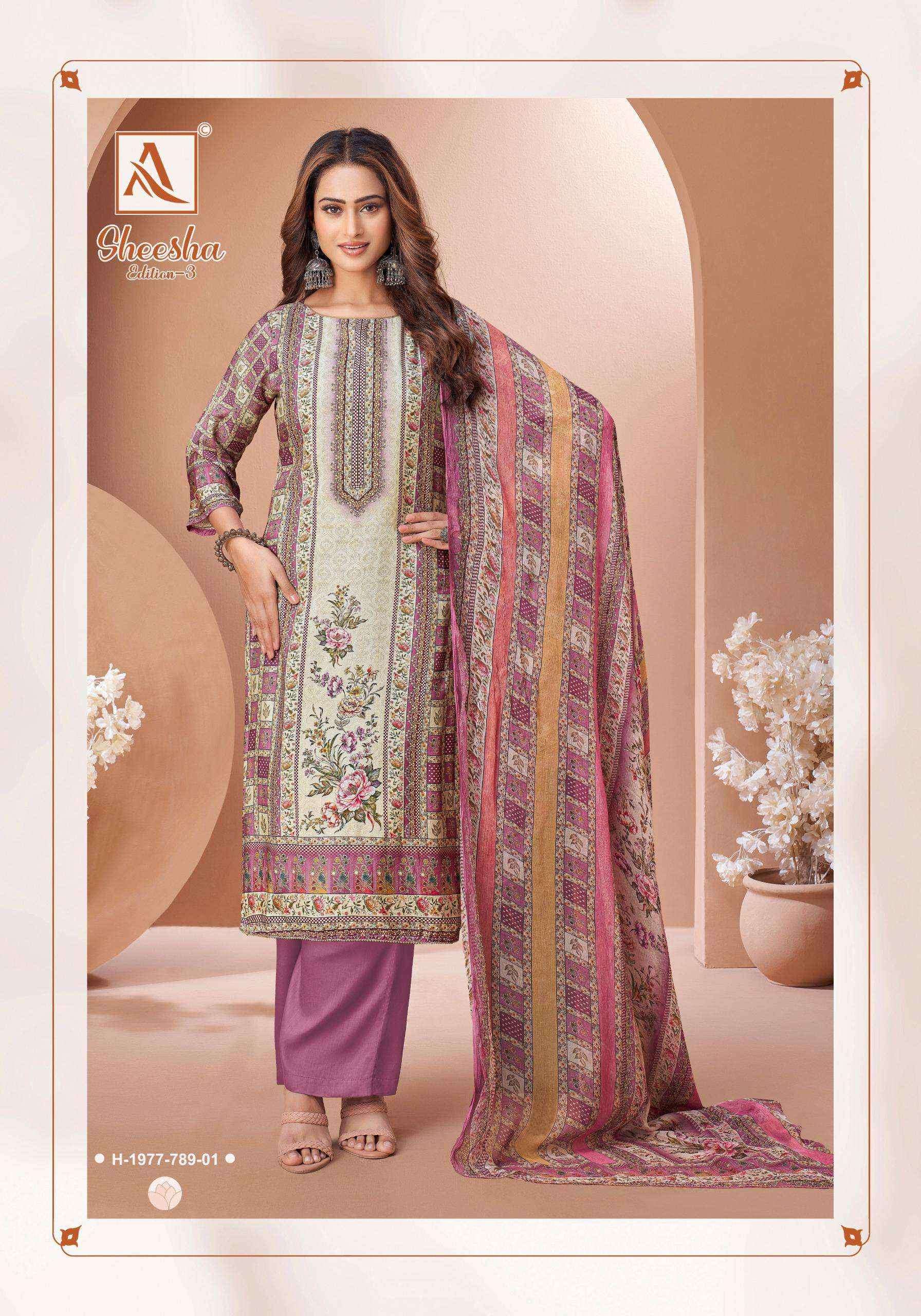 Alok Sheesha Vol-3 Viscose Muslin Dress Material (4 pcs Catalogue)