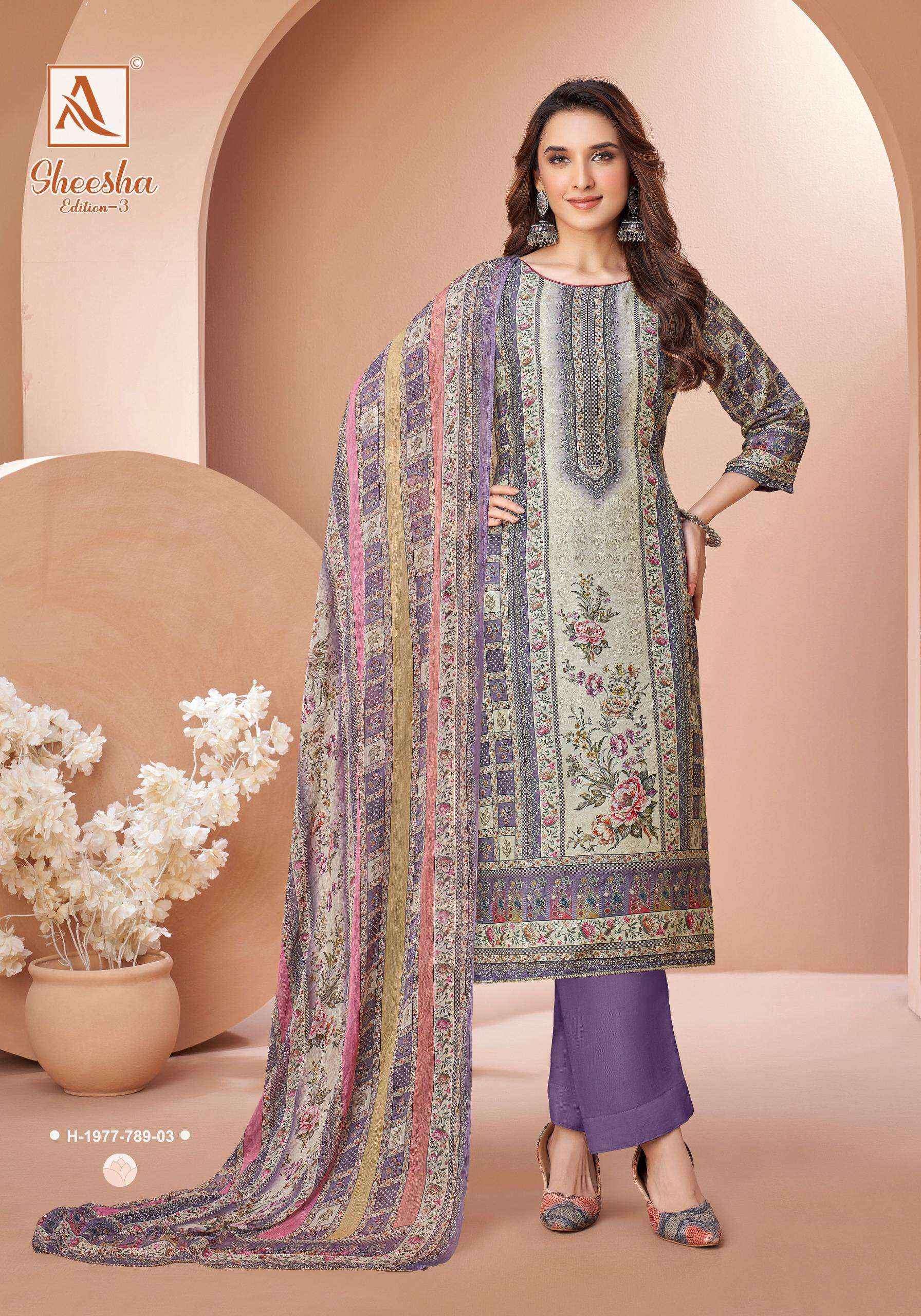 Alok Sheesha Vol-3 Viscose Muslin Dress Material (4 pcs Catalogue)