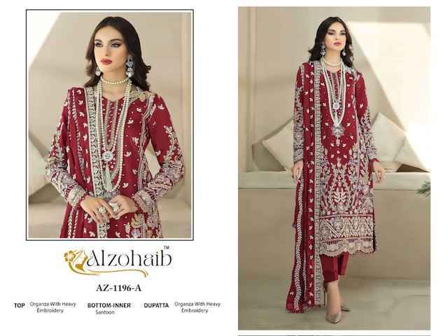 Alzohaib Aafa Vol-1 Organza Dress Material (8 pcs Catalogue)