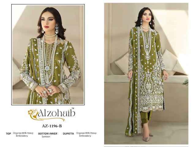 Alzohaib Aafa Vol-1 Organza Dress Material (8 pcs Catalogue)