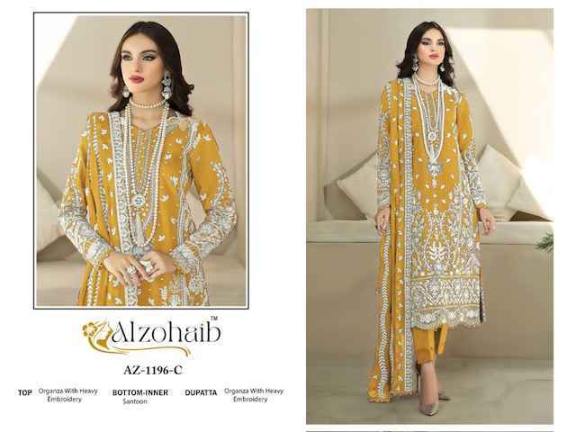 Alzohaib Aafa Vol-1 Organza Dress Material (8 pcs Catalogue)