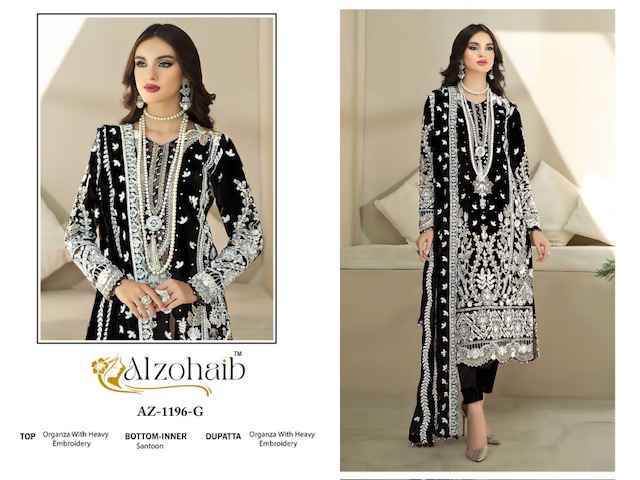 Alzohaib Aafa Vol-1 Organza Dress Material (8 pcs Catalogue)