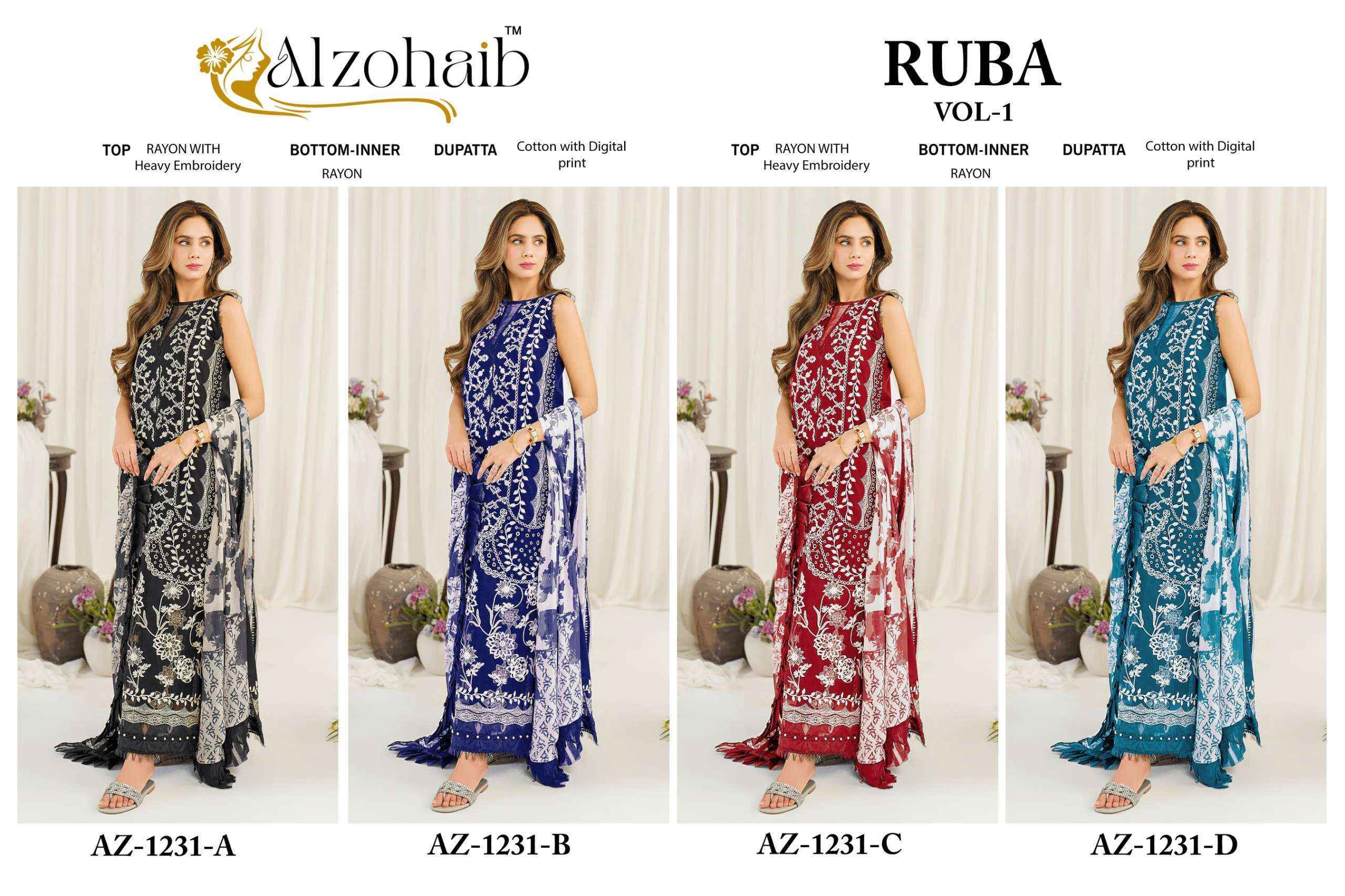 Alzohaib Ruba Vol-1 Cotton Dress Material (4 pcs Catalogue)