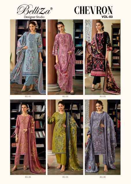 Belliza Chevron Vol 3 Cotton Dress Material 6 pcs Catalogue