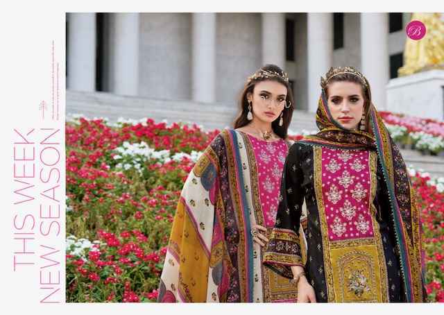 Belliza Dil-E-Nagma Black & White Edition Jam Cotton Dress Material (2 pcs Catalogue)