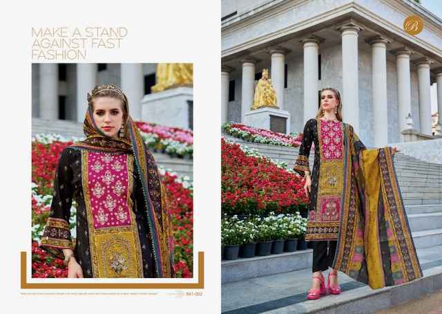 Belliza Dil-E-Nagma Black & White Edition Jam Cotton Dress Material (2 pcs Catalogue)