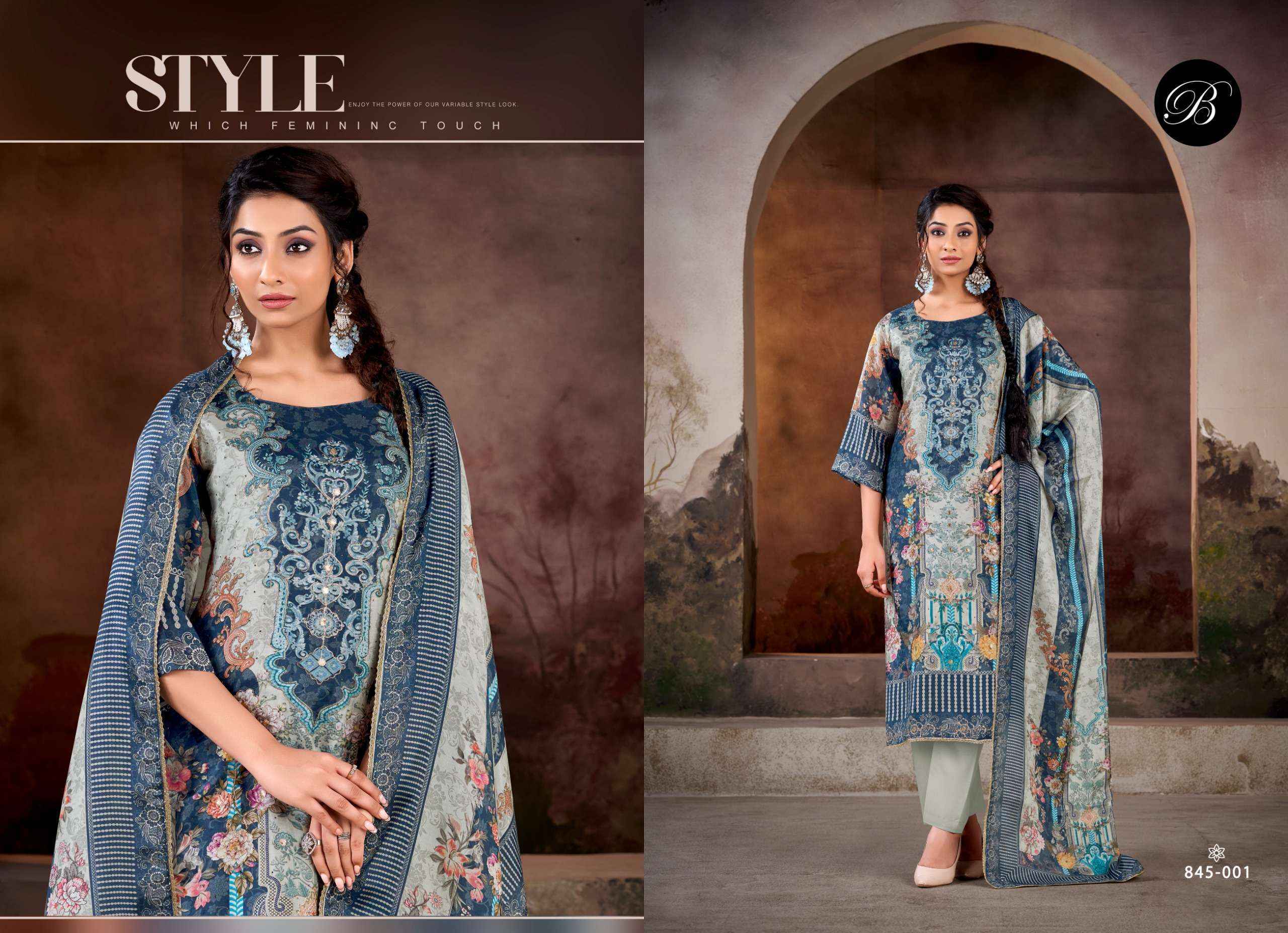 Belliza Kanika Vol 3 Viscouse Musline Dress Material 3 pcs Catalogue