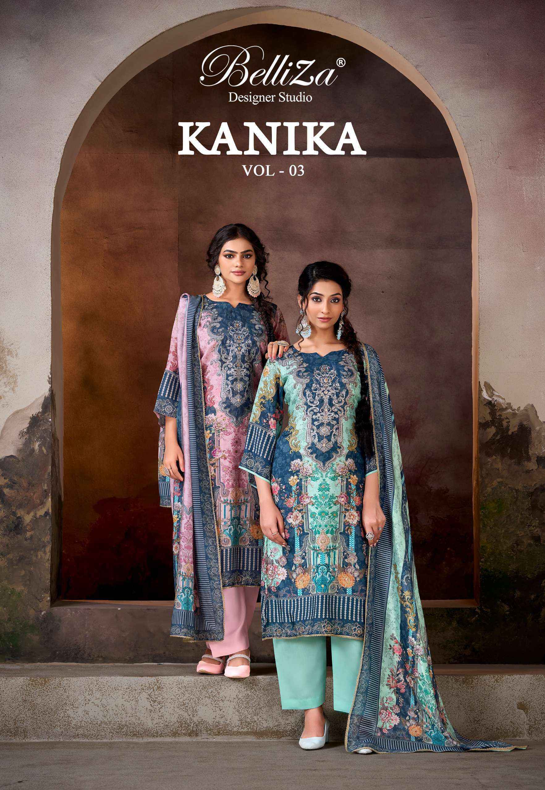 Belliza Kanika Vol 3 Viscouse Musline Dress Material 3 pcs Catalogue