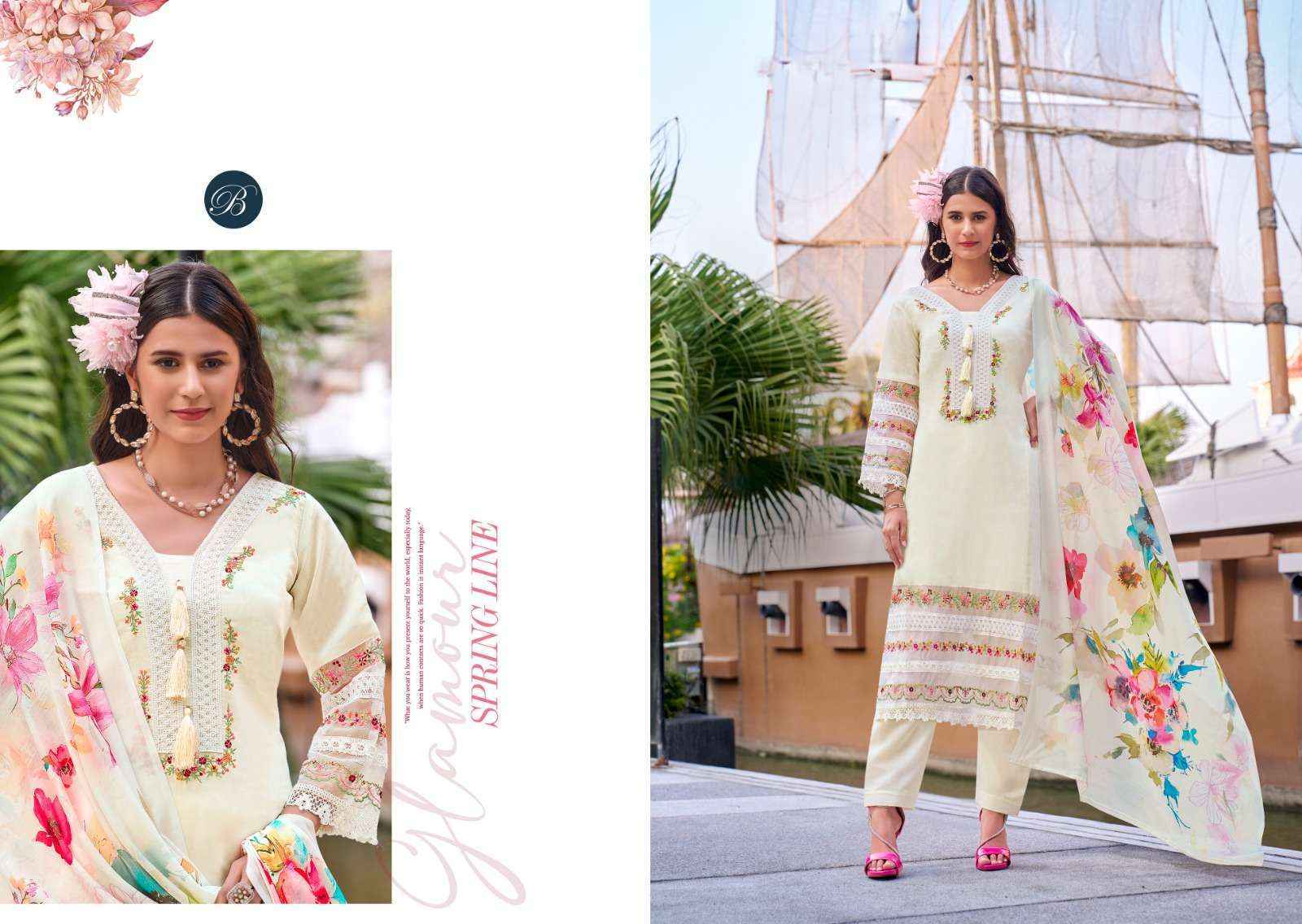 Belliza Majestic roman Silk Dress Material (6 pcs Cataloge)