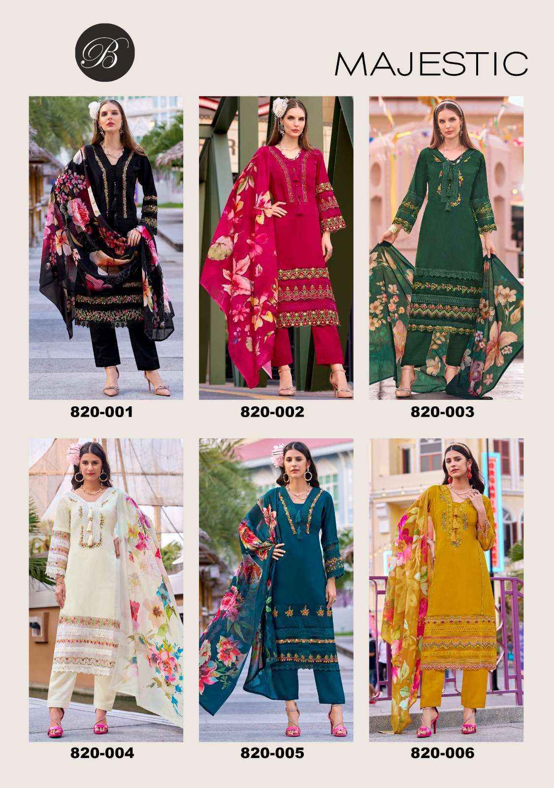 Belliza Majestic roman Silk Dress Material (6 pcs Cataloge)
