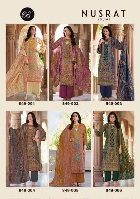 Belliza Nusrat Vol-5 Viscose Musline Dress Material (6 pcs Catalogue)