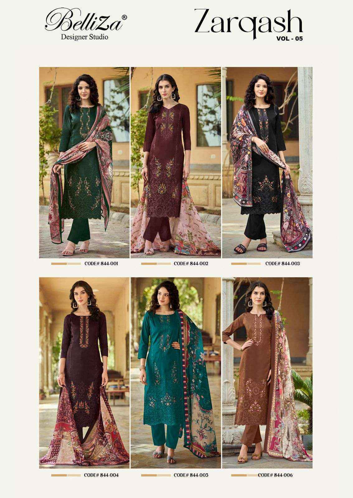 Belliza Zarqash Vol-5 Jam Cotton Dress Material (6 pcs Catalogue)