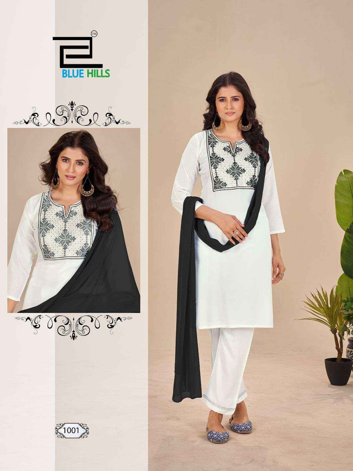Blue Hills Black And White Vol-14 Rayon Readymade Suit (2 pcs Catalogue)