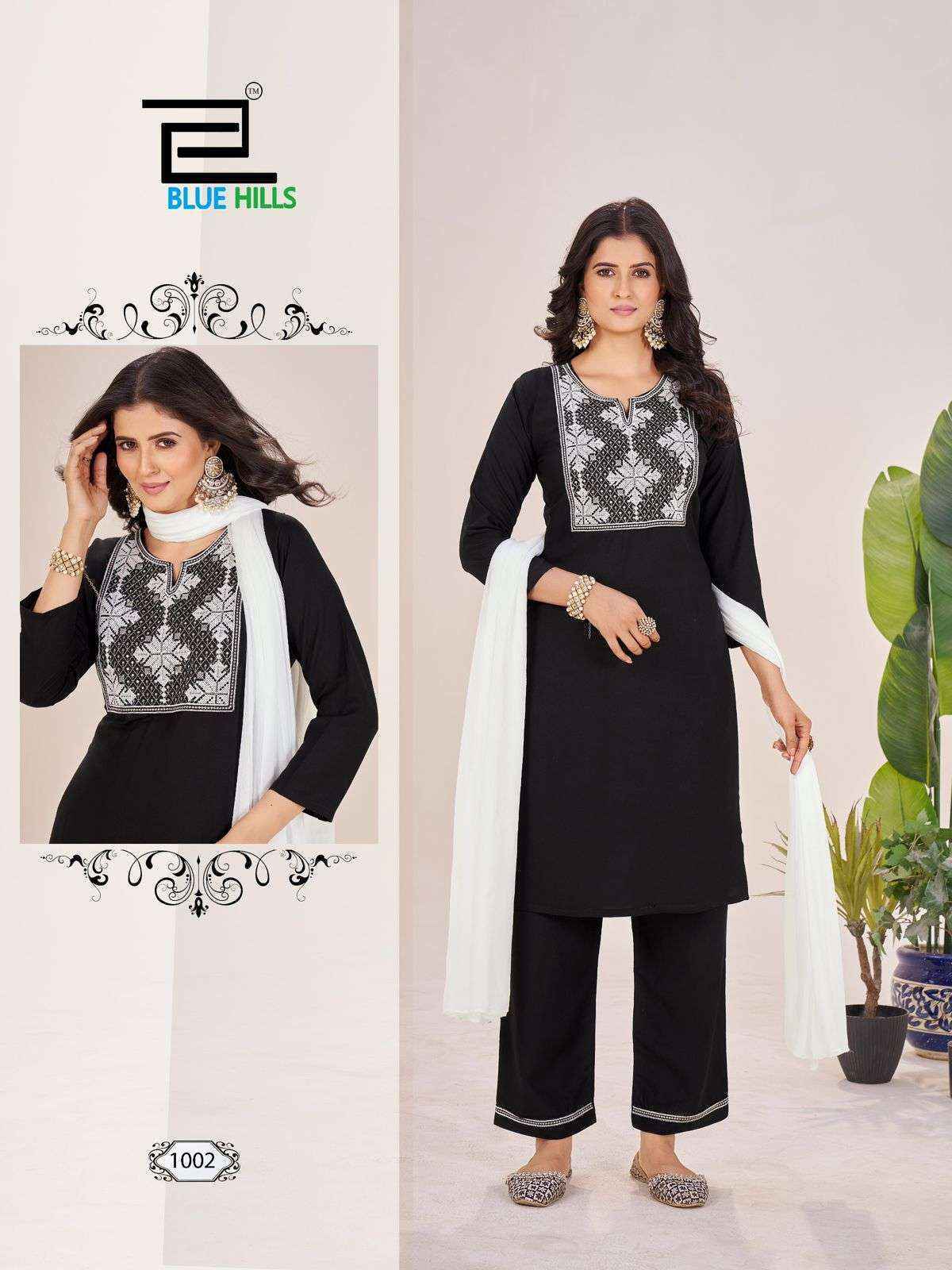 Blue Hills Black And White Vol-14 Rayon Readymade Suit (2 pcs Catalogue)