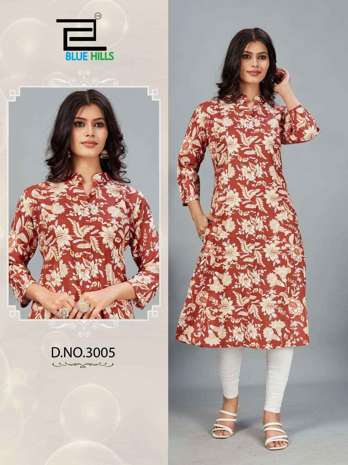Blue Hills Maher Vol-3 Rayon Kurti (7 pcs Catalogue)