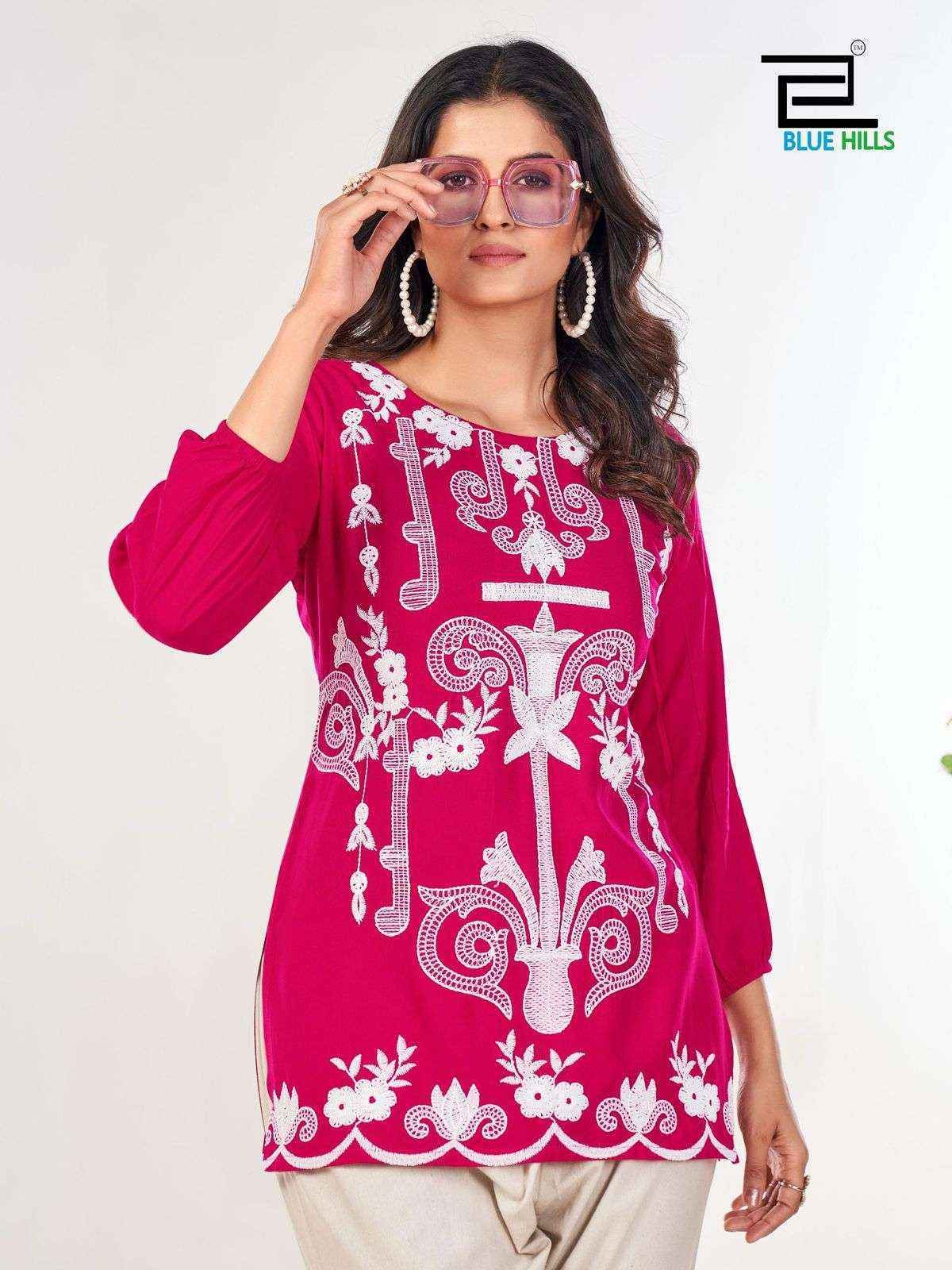 Blue Hills Rabbit Rayon Weastern Top 6 pcs Catalogue