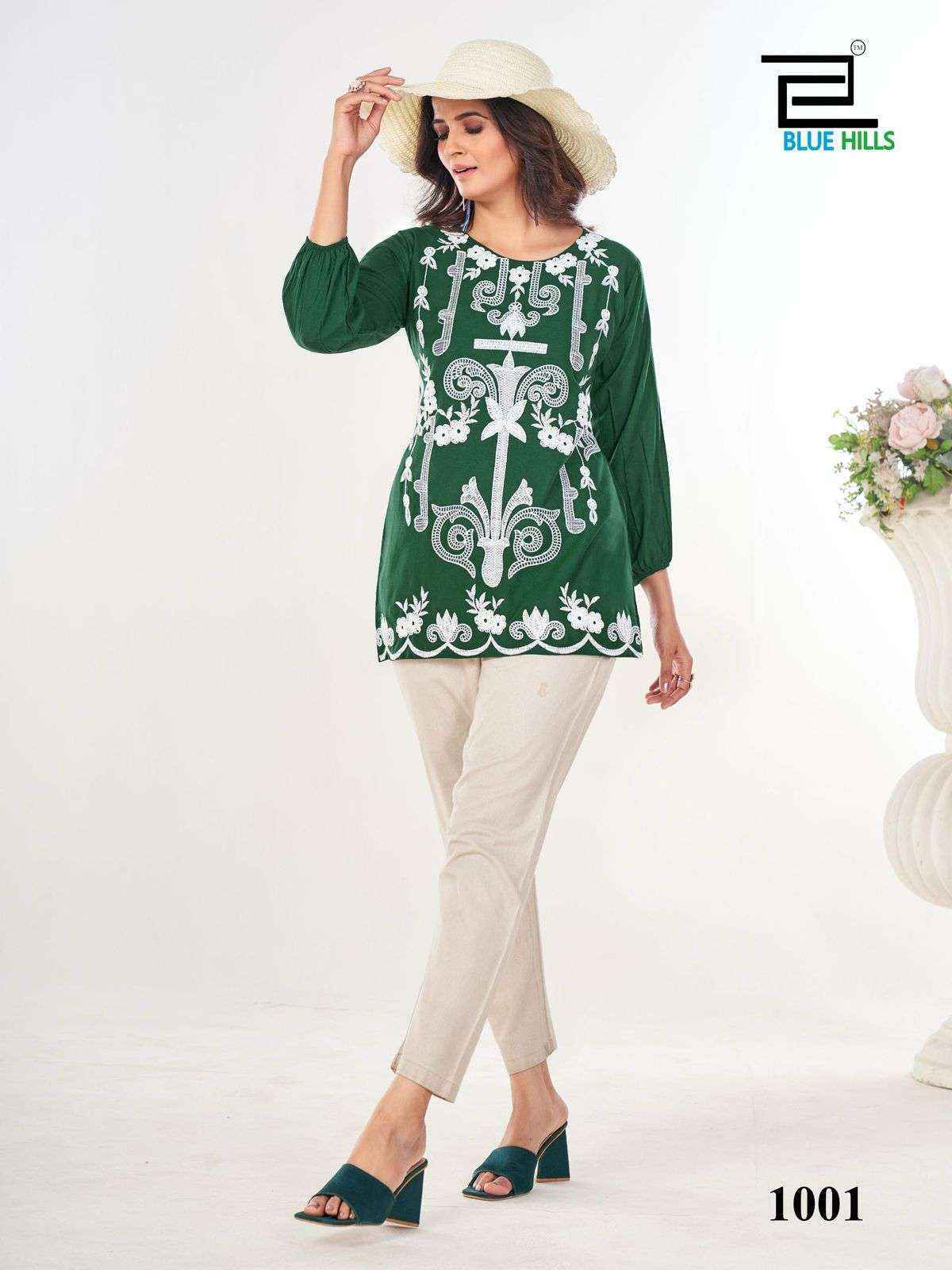 Blue Hills Rabbit Rayon Weastern Top 6 pcs Catalogue