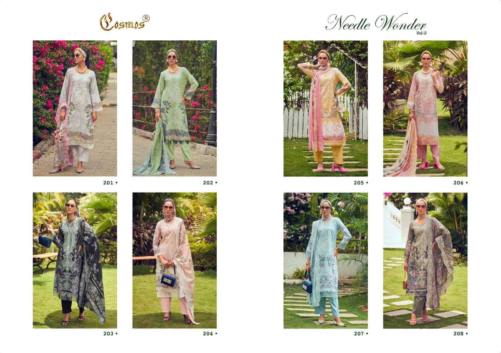 Cosmos Needle Wonder Vol-2 Lawn Cotton Dress Material (8 pcs Catalogue)