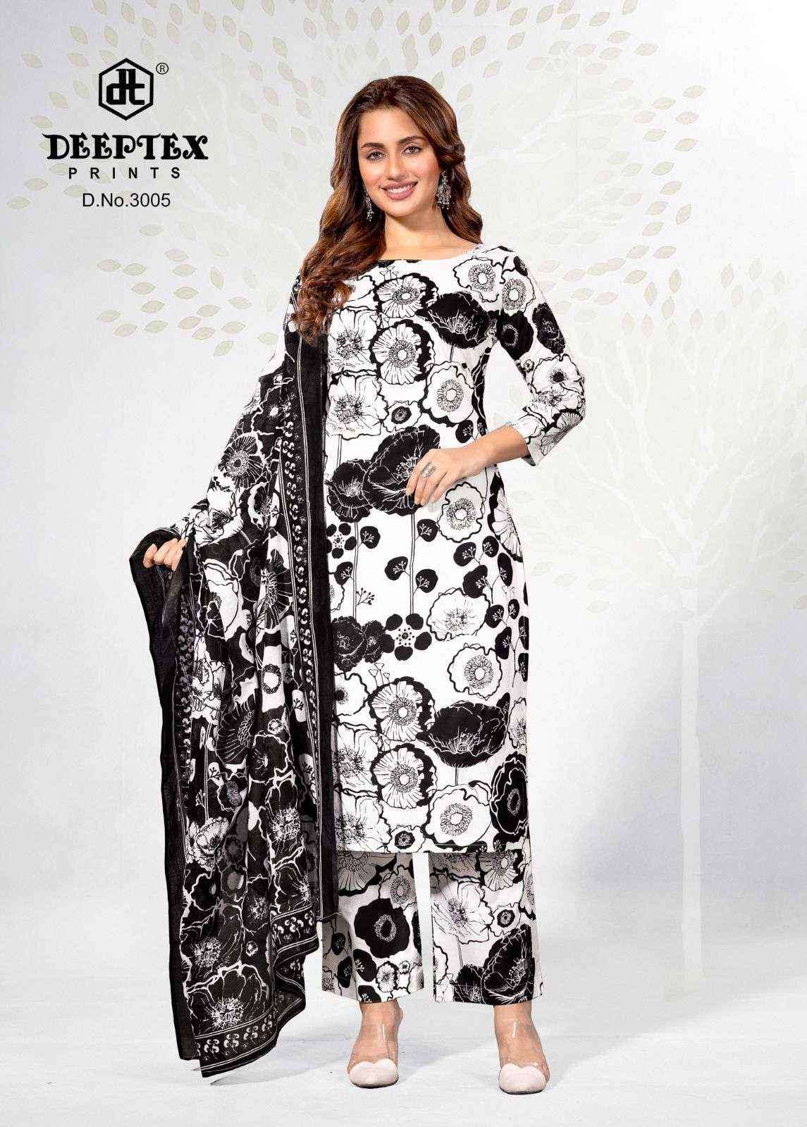 Deeptex Aaliza Black & White Special Vol-3 Cotton Dress Material (10 pcs Catalogue)