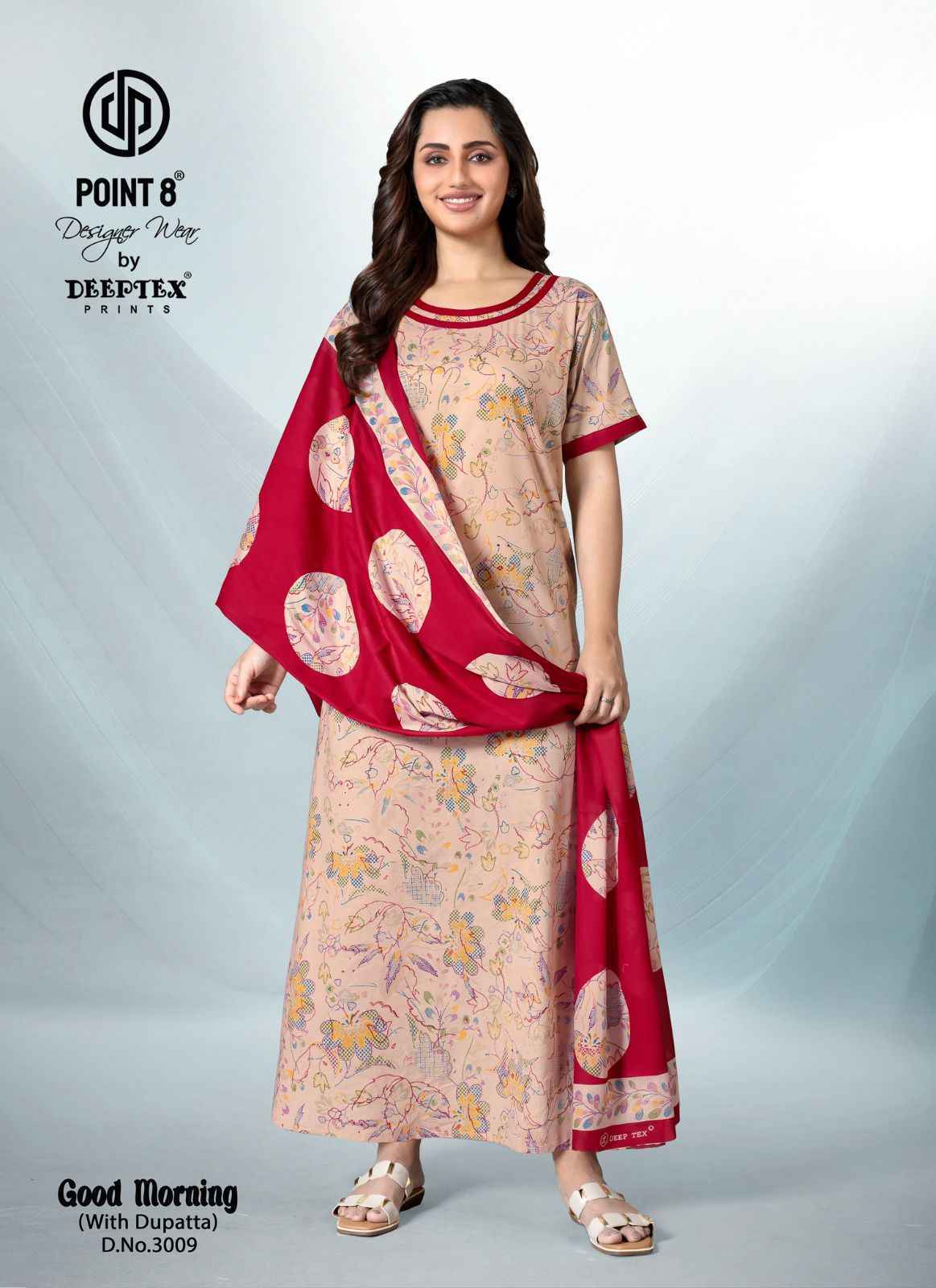 Deeptex Good Morning Vol 3 Cotton Nighty With Dupatta 10 pcs Catalogue