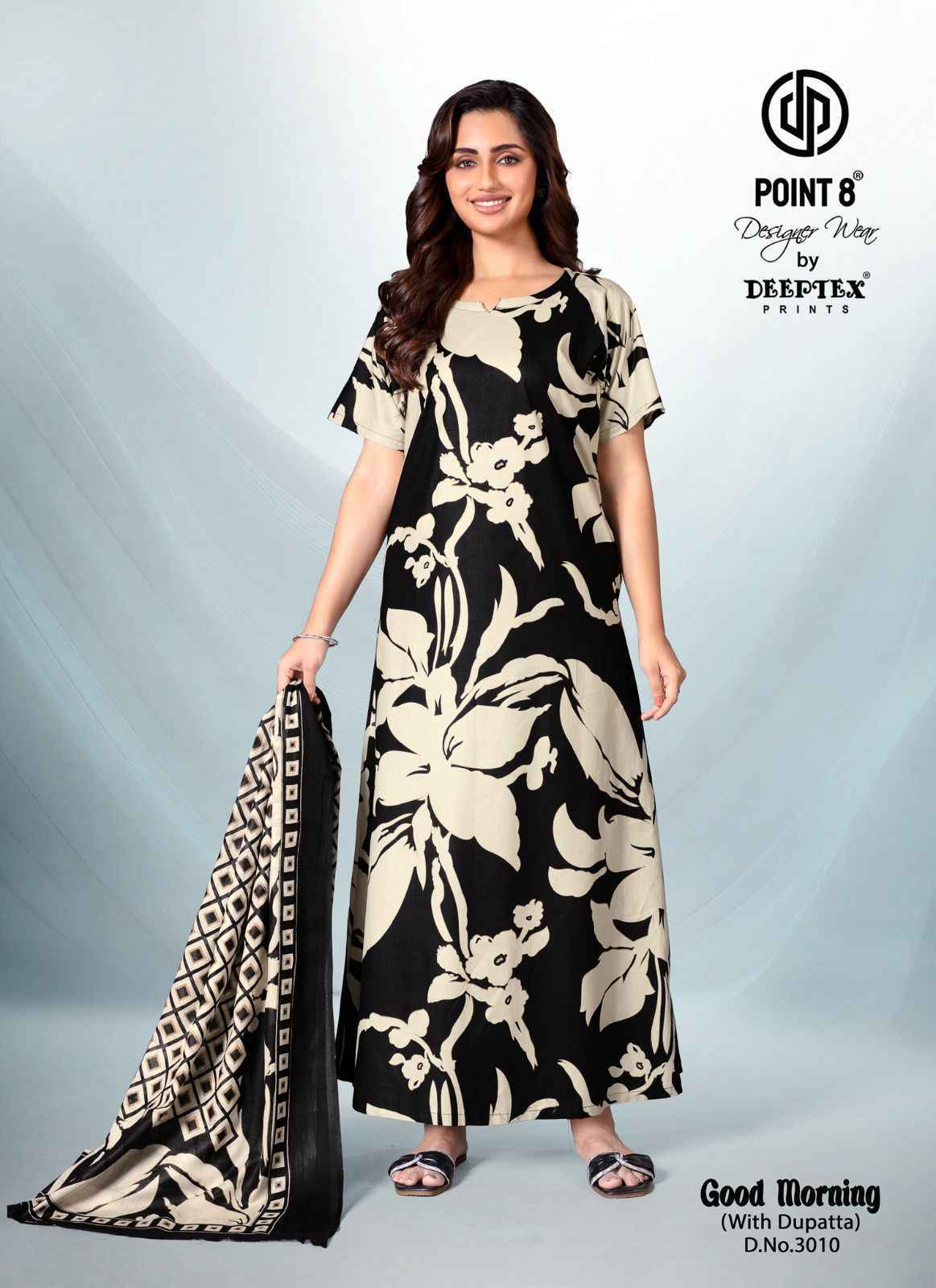 Deeptex Good Morning Vol 3 Cotton Nighty With Dupatta 10 pcs Catalogue