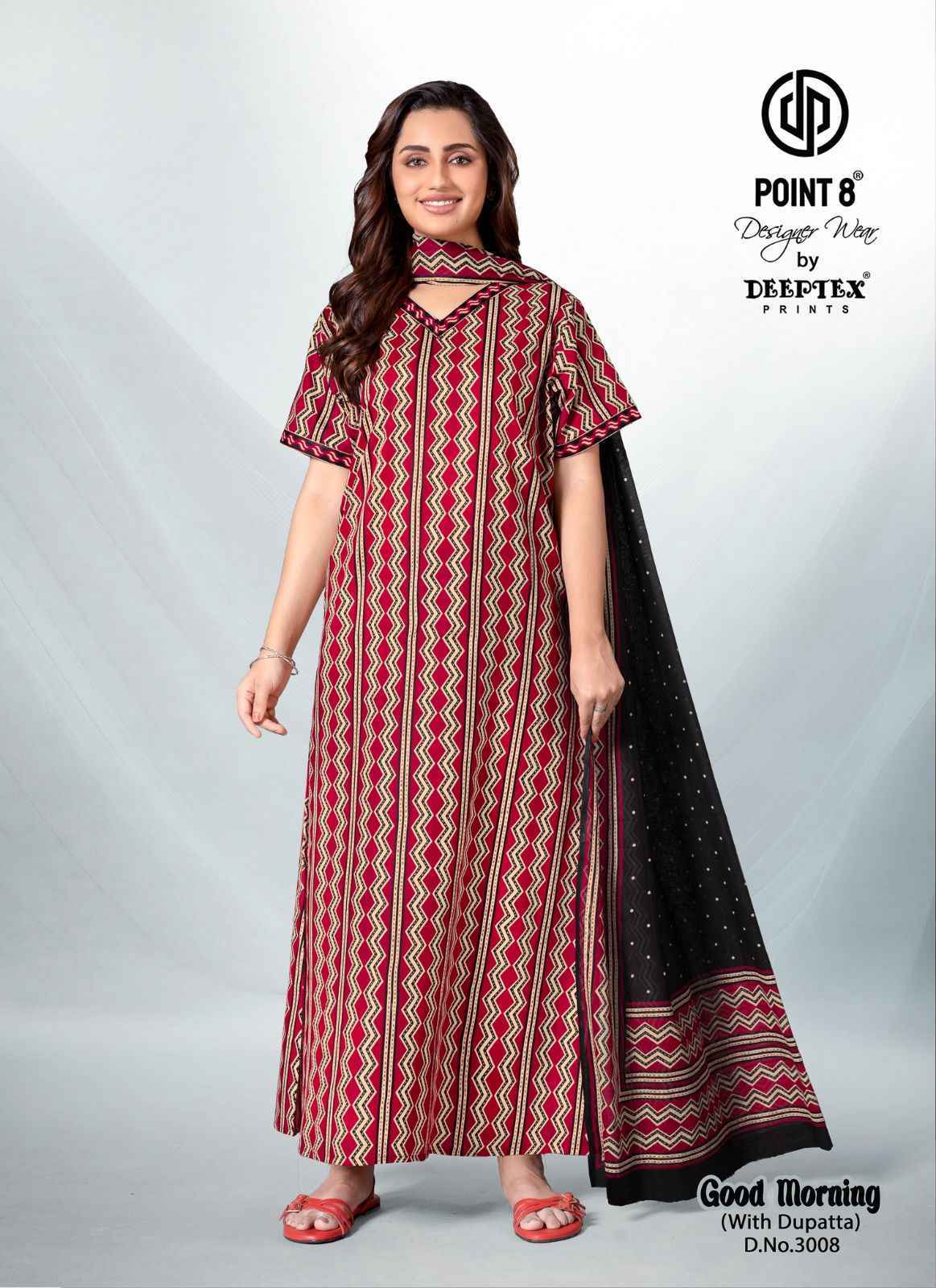 Deeptex Good Morning Vol 3 Cotton Nighty With Dupatta 10 pcs Catalogue