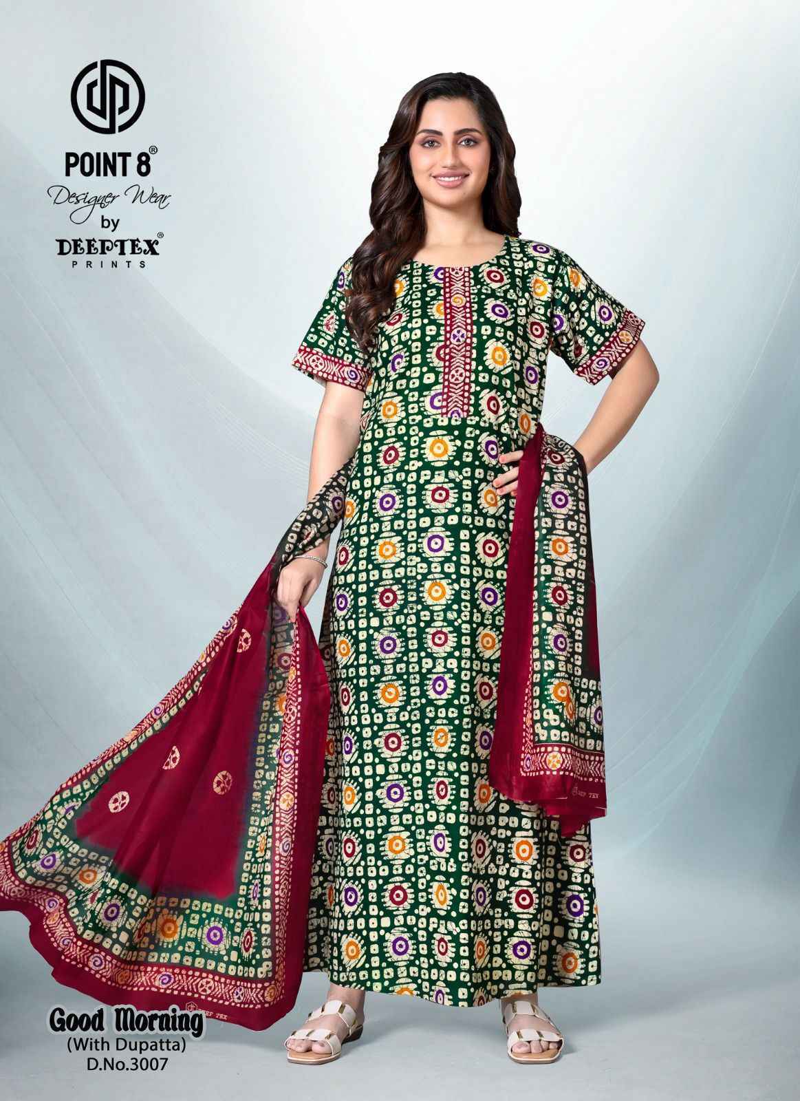 Deeptex Good Morning Vol 3 Cotton Nighty With Dupatta 10 pcs Catalogue