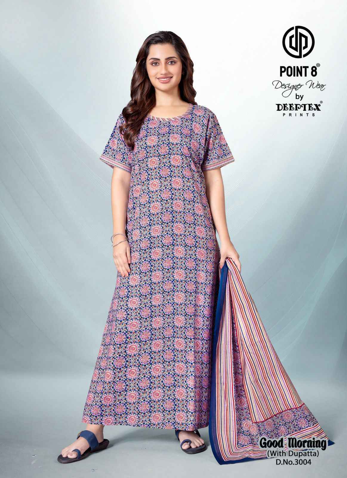 Deeptex Good Morning Vol 3 Cotton Nighty With Dupatta 10 pcs Catalogue