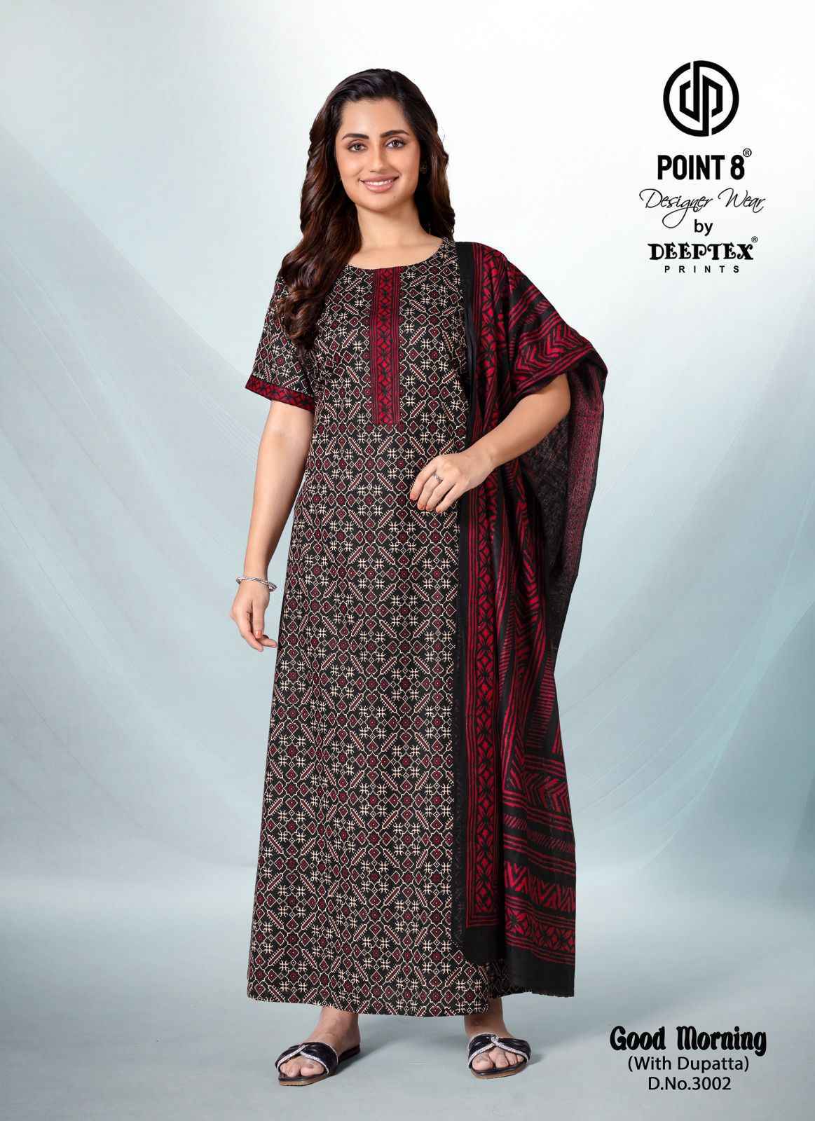 Deeptex Good Morning Vol 3 Cotton Nighty With Dupatta 10 pcs Catalogue
