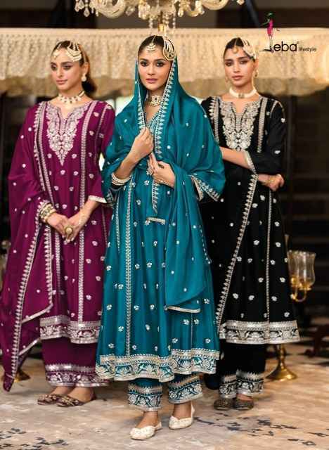 Eba Lifestyle Serena readymade Chinon Dress 3 pcs Catalogue