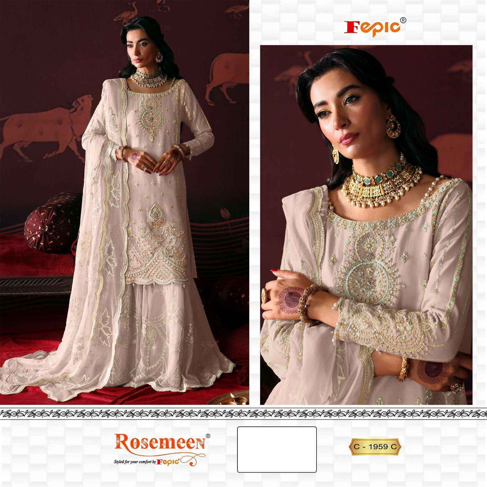 Fepic Rosemeen C-1959 Organza Dress Material (3 pcs Catalogue)