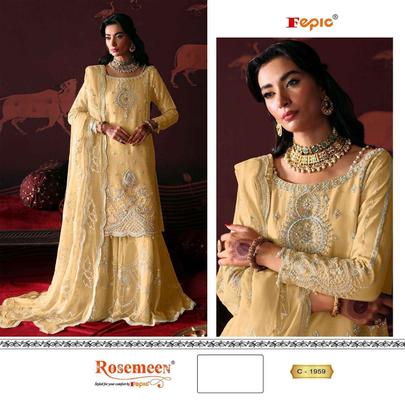 Fepic Rosemeen C-1959 Organza Dress Material (3 pcs Catalogue)