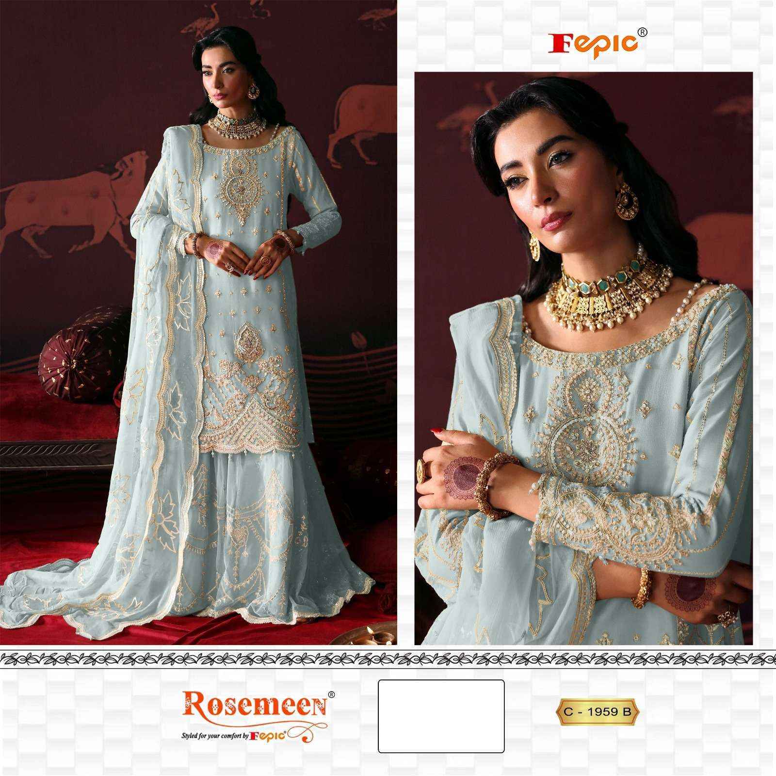 Fepic Rosemeen C-1959 Organza Dress Material (3 pcs Catalogue)