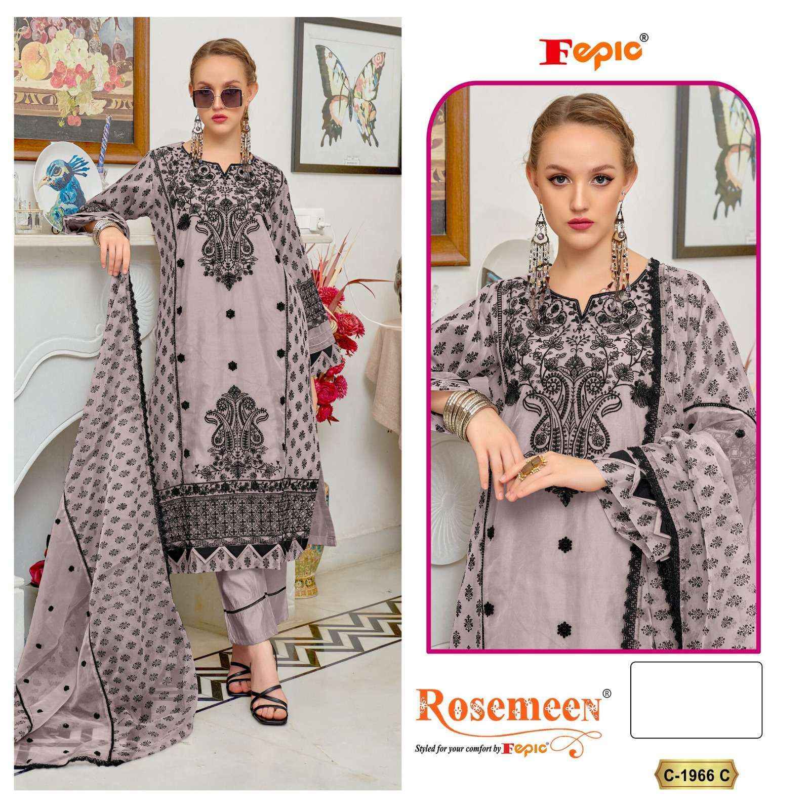 Fepic Rosemeen C-1966 Organza Dress Material (3 pcs Catalogue)
