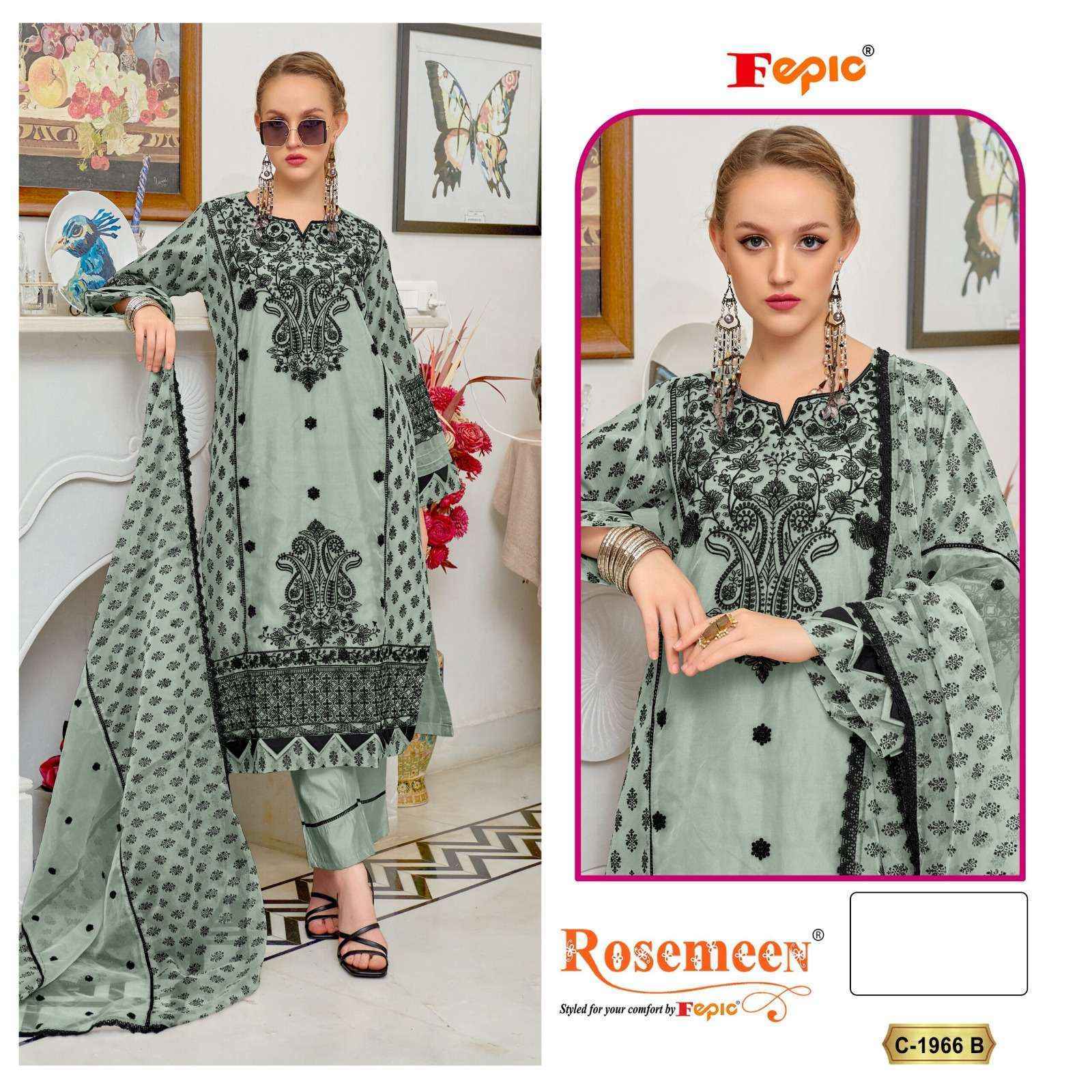 Fepic Rosemeen C-1966 Organza Dress Material (3 pcs Catalogue)