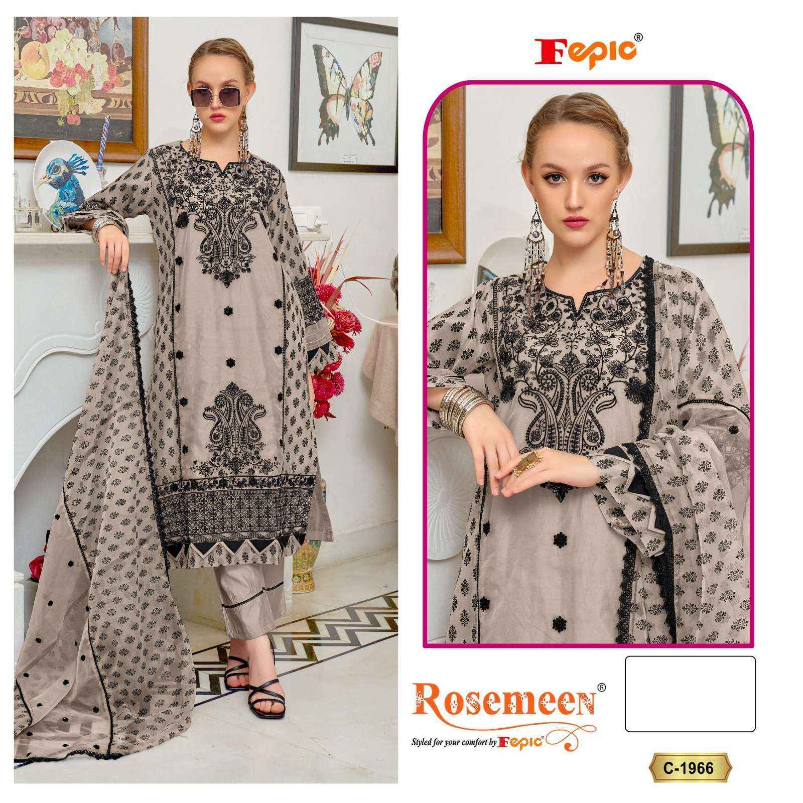 Fepic Rosemeen C-1966 Organza Dress Material (3 pcs Catalogue)