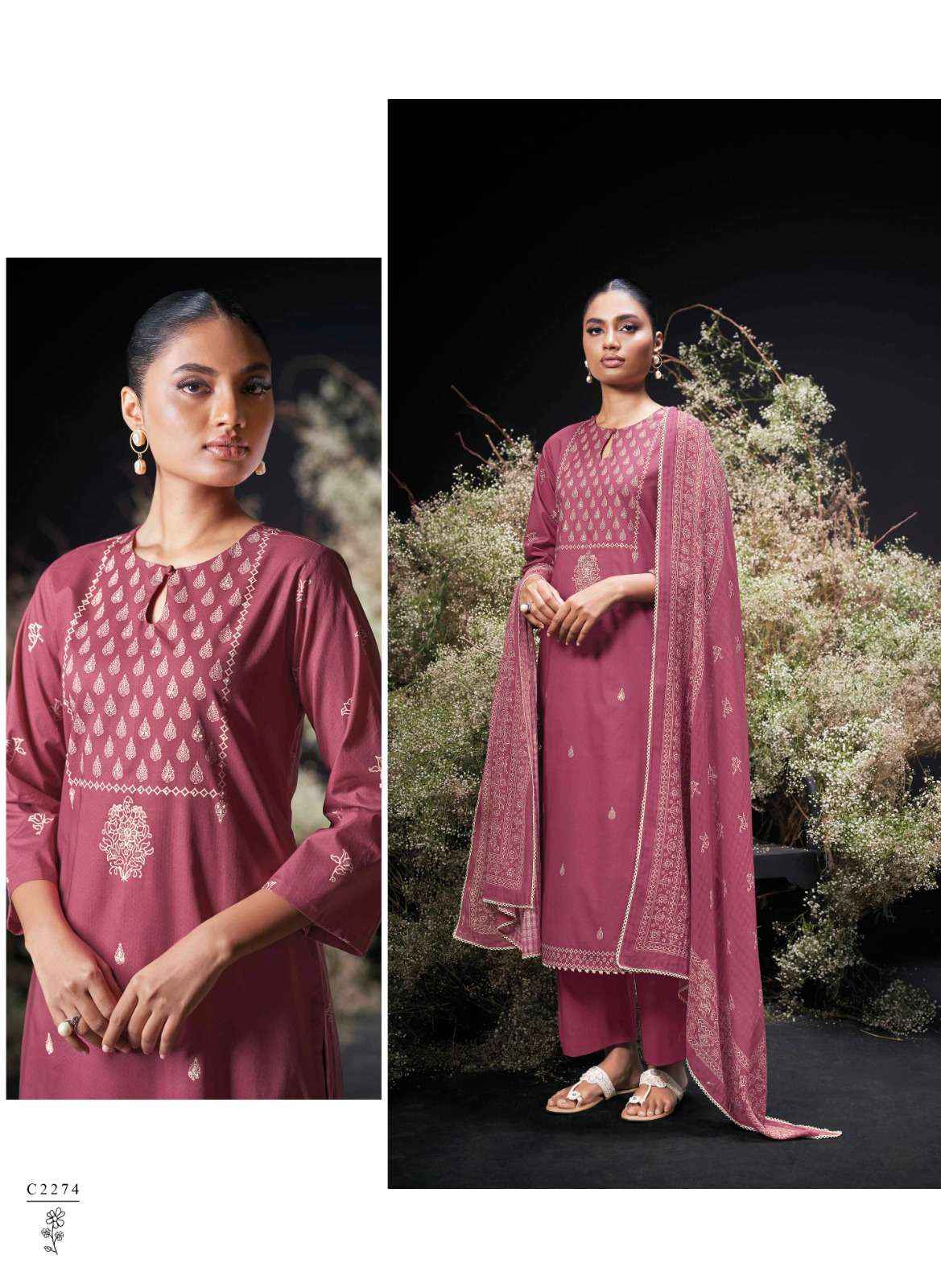 Ganga Enzi Cotton Dress Material 6 pcs Catalogue